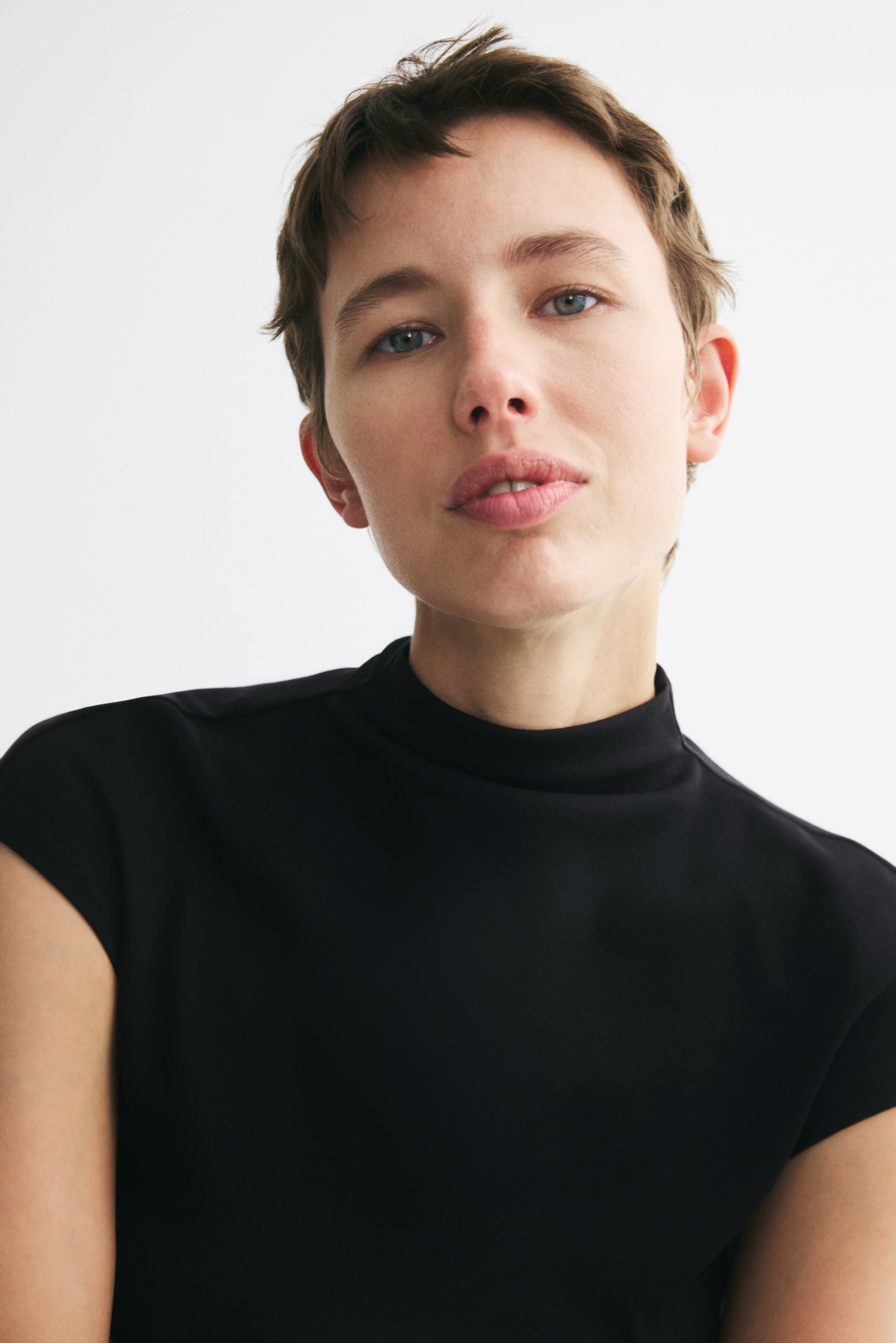 Stand-Up Collar Jersey Top