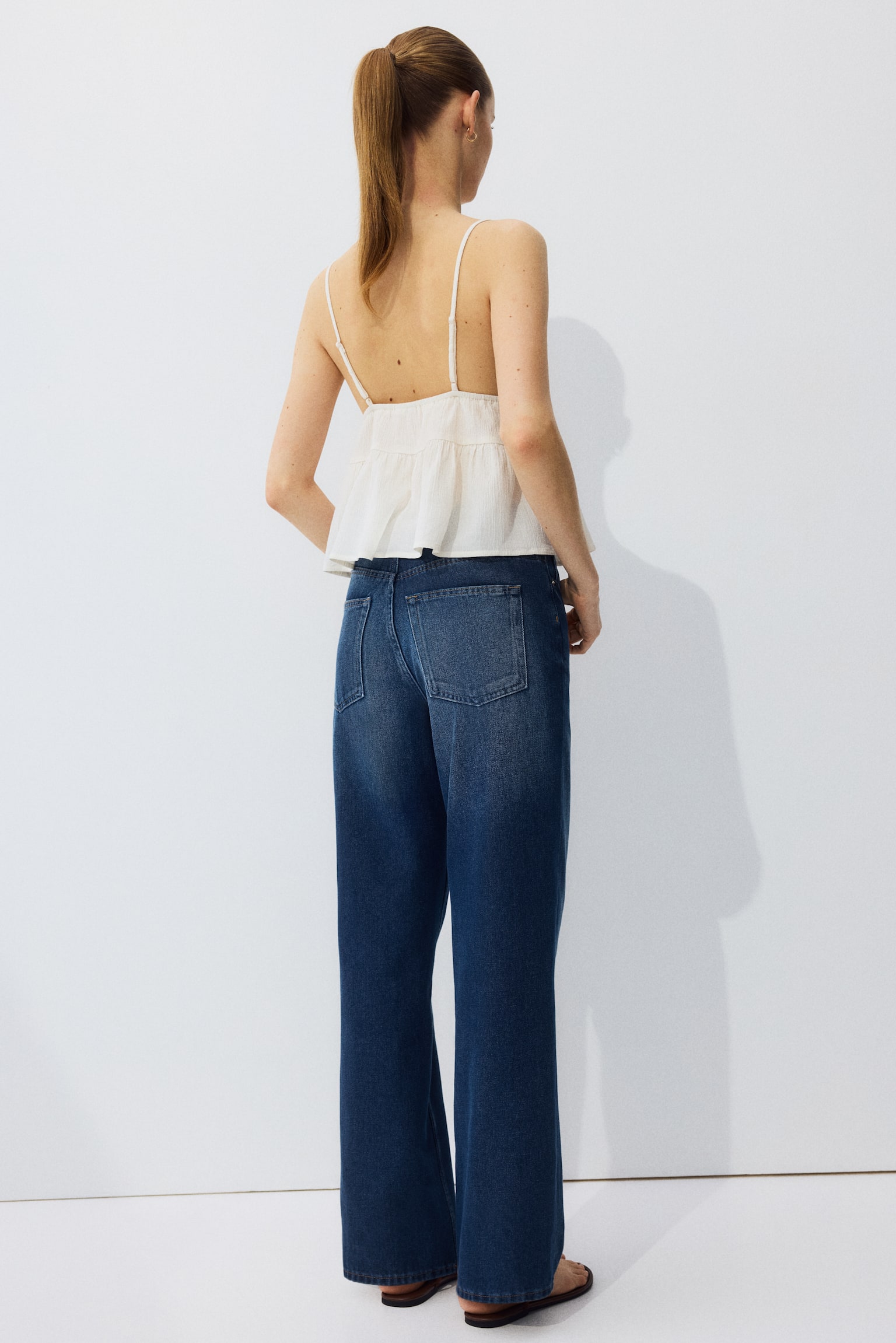 Straight High Jeans - Albastru-denim închis/Negru/Alb - 3