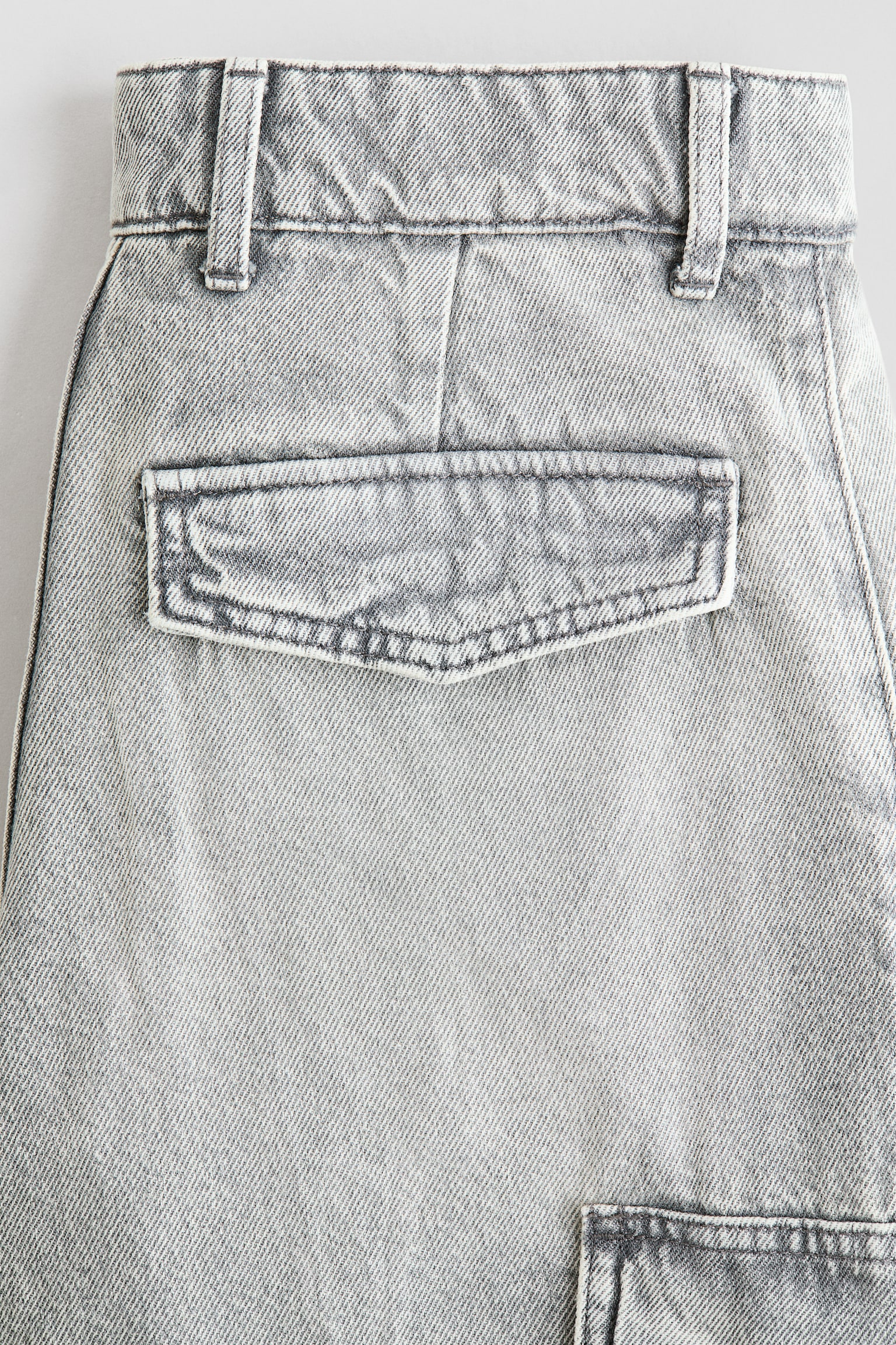 Baggy Fit Cargo Jeans - Світло-сірий денім/Світло-блакитний денім - 2