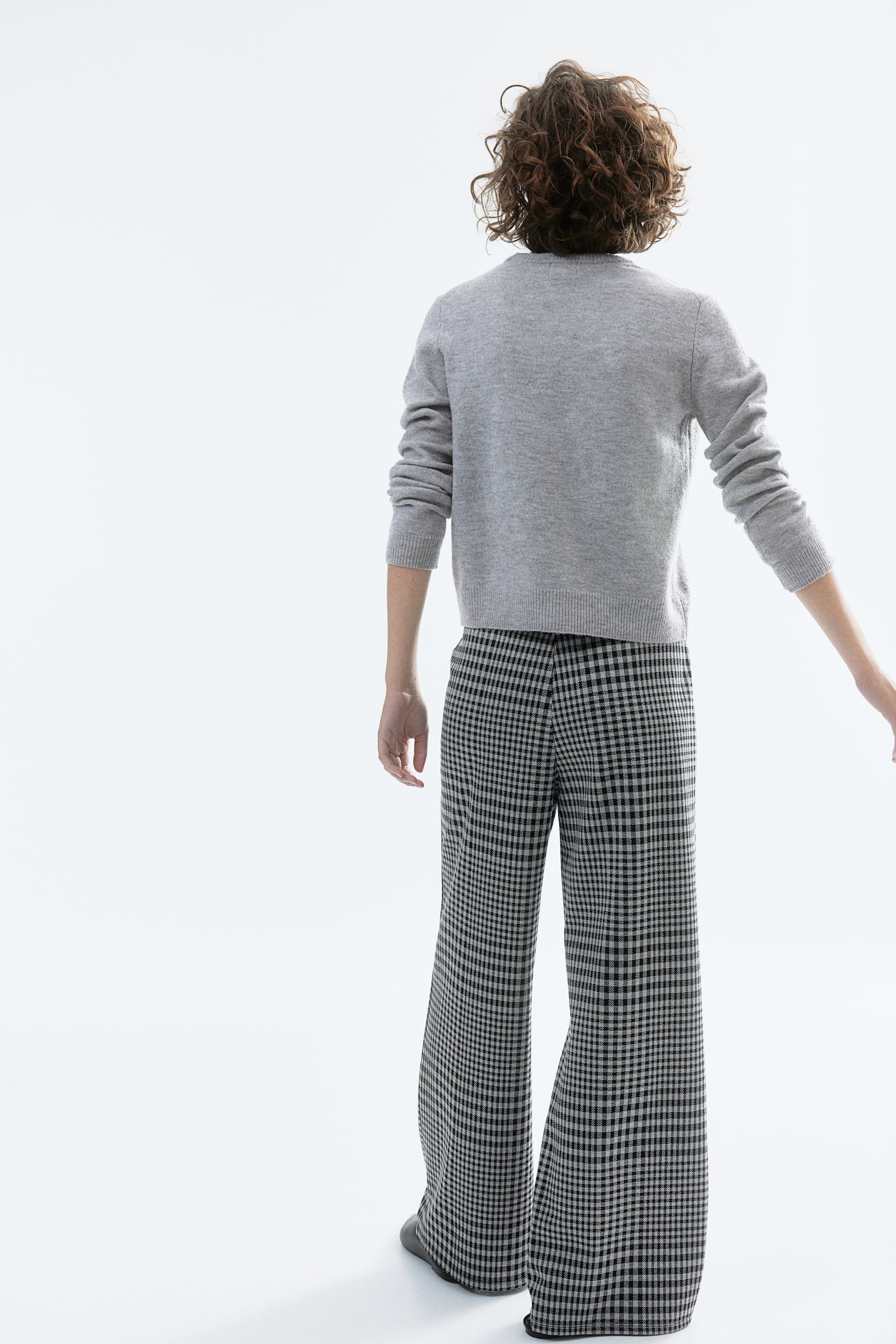 Wide jersey trousers - Black/Checked/Black - 6