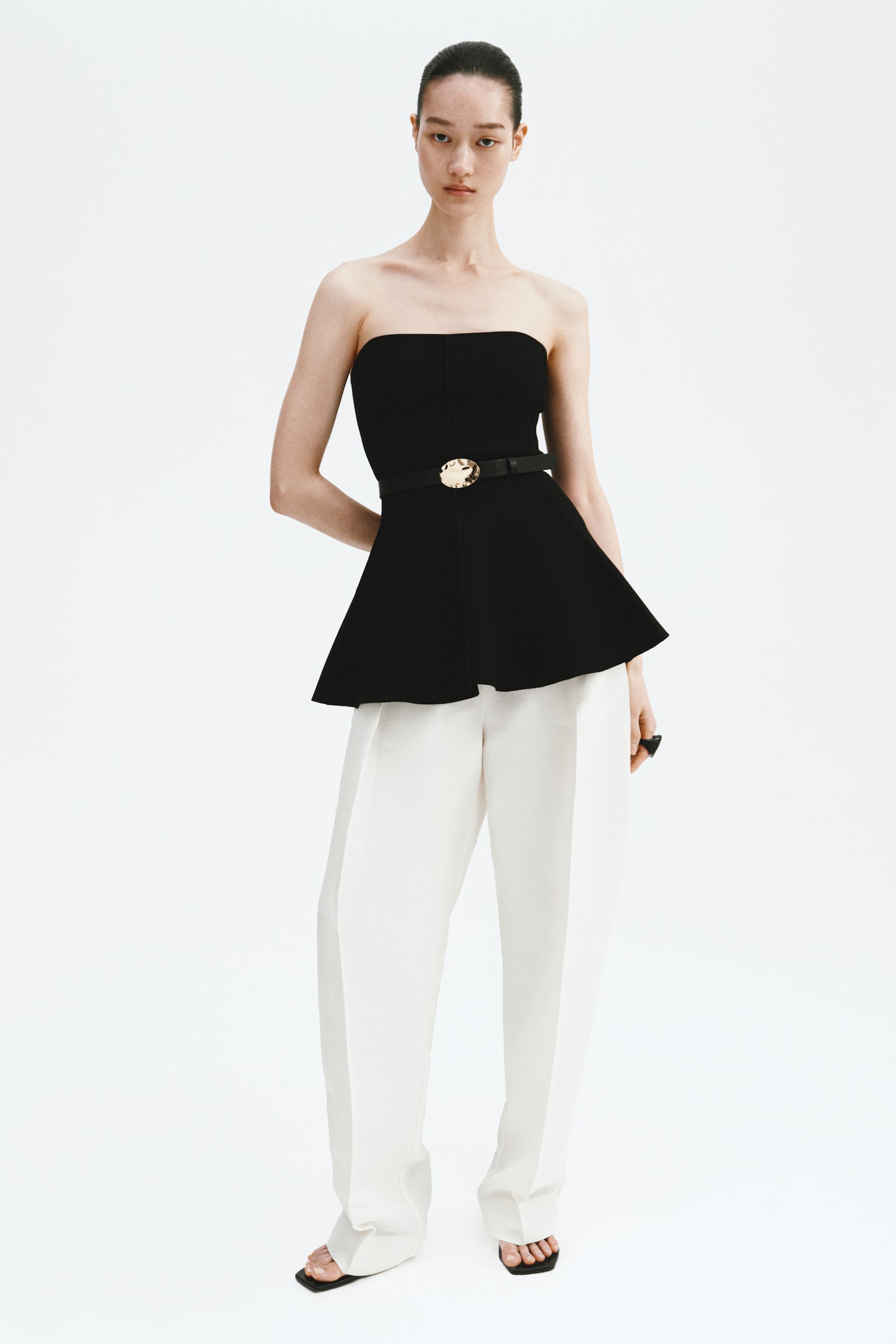 Peplum tube top - Black - 1