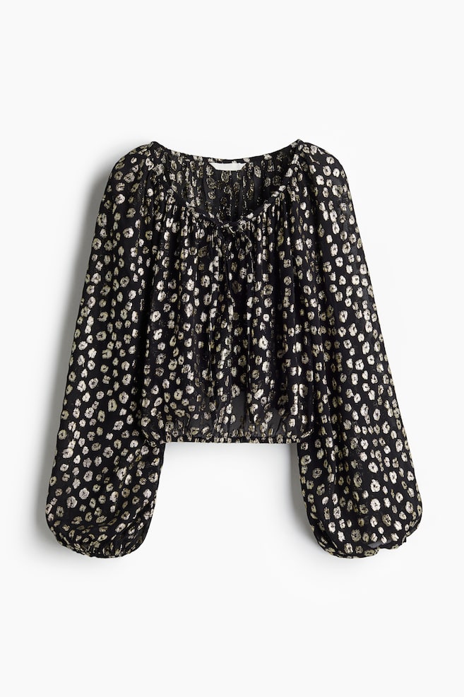 Jacquard-weave blouse - Black/Leopard print - 1