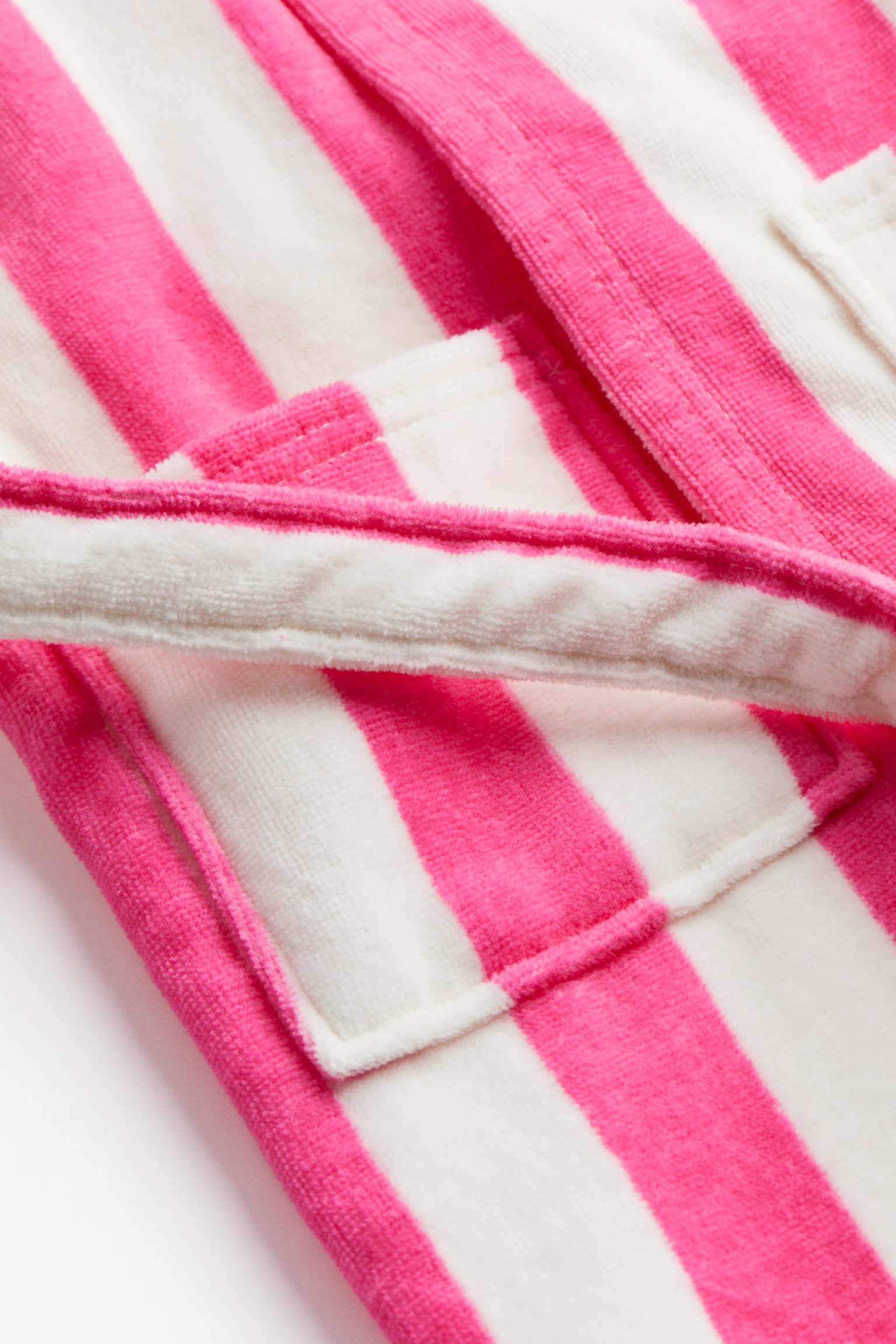 Cotton terry dressing gown - Hot pink/Striped/Bright blue/Striped/Light beige/Striped - 2