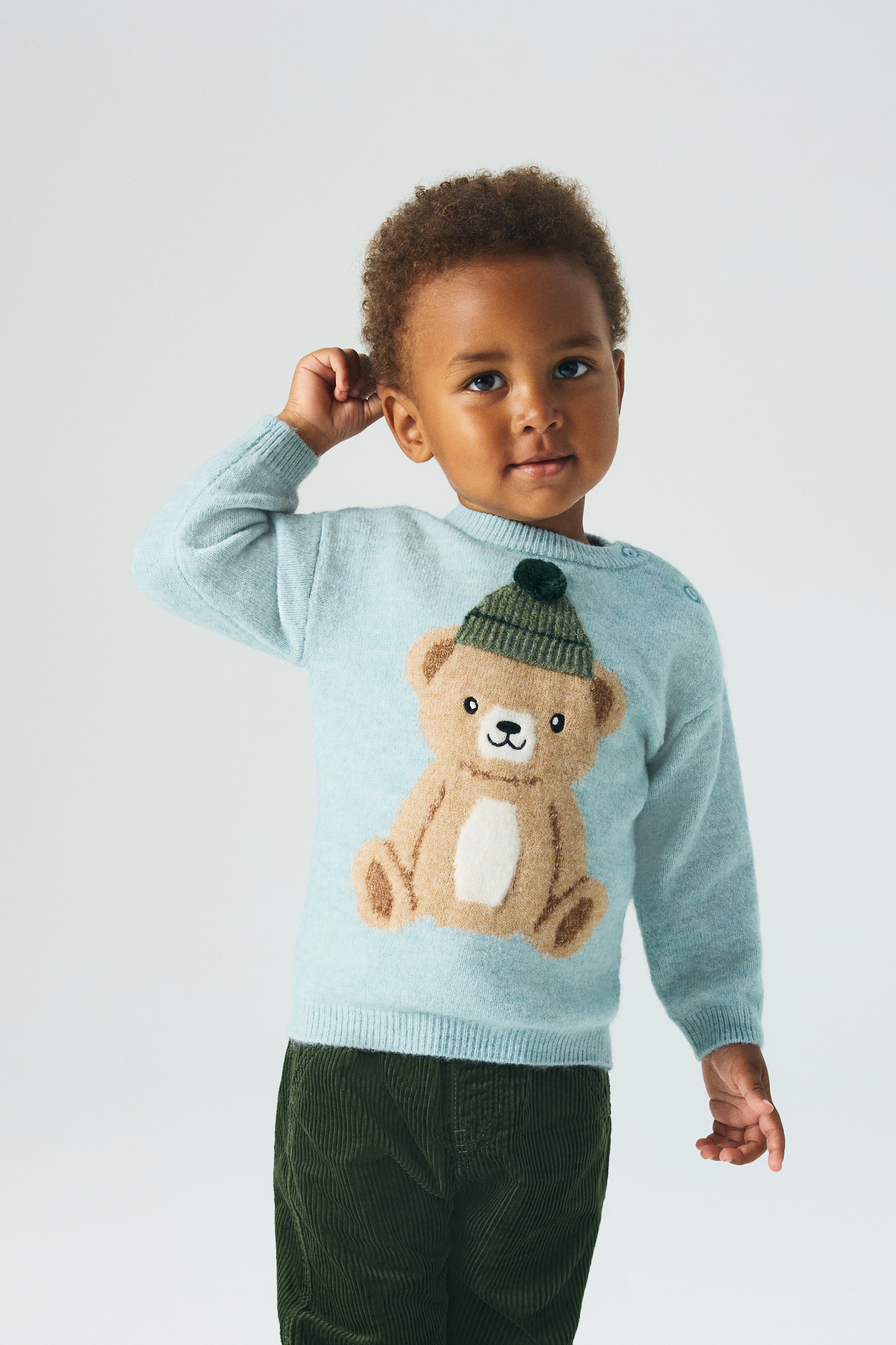 デザインセーター - ライトブルー／テディベア - Kids | H&M JP