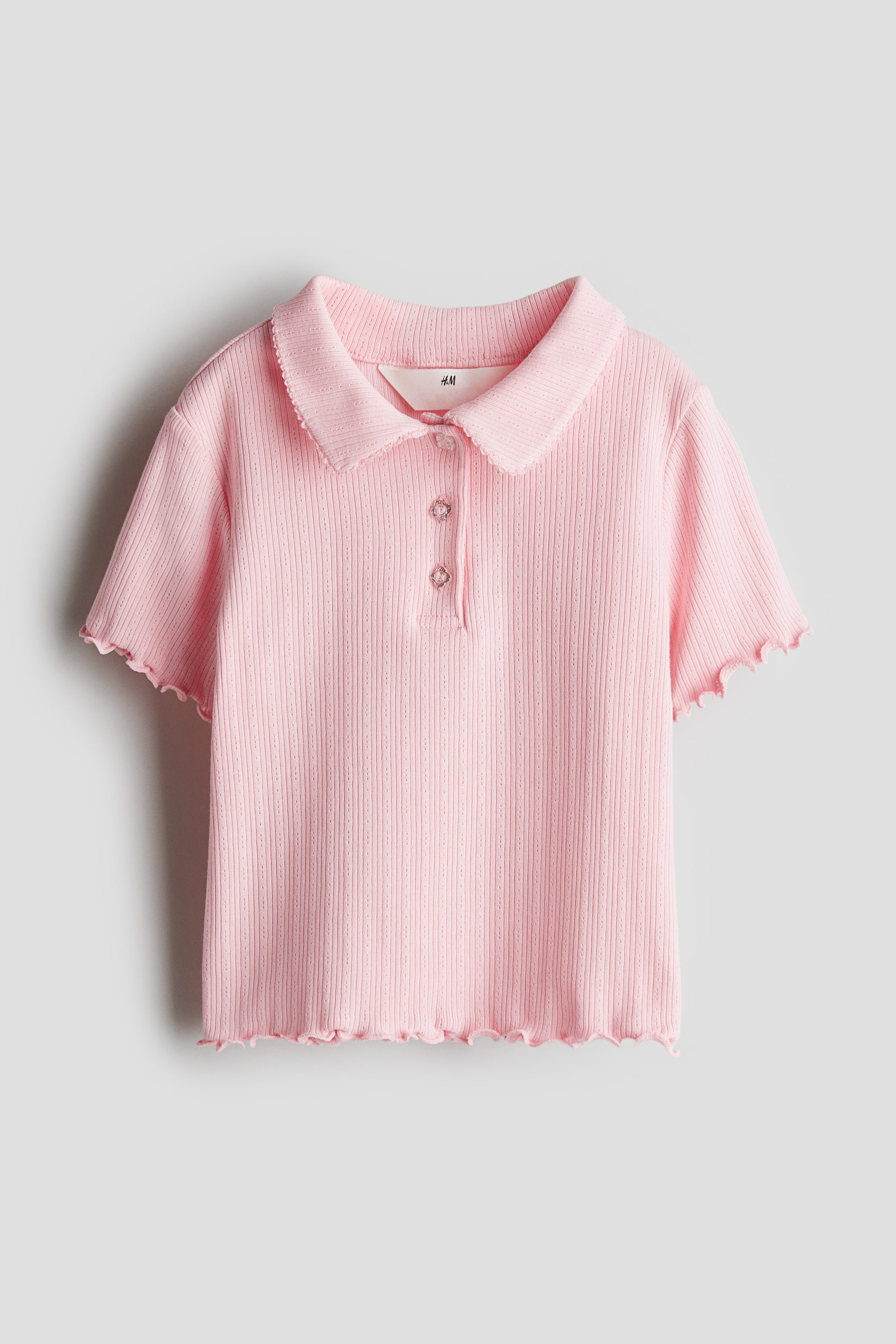 Ribbed pointelle jersey top