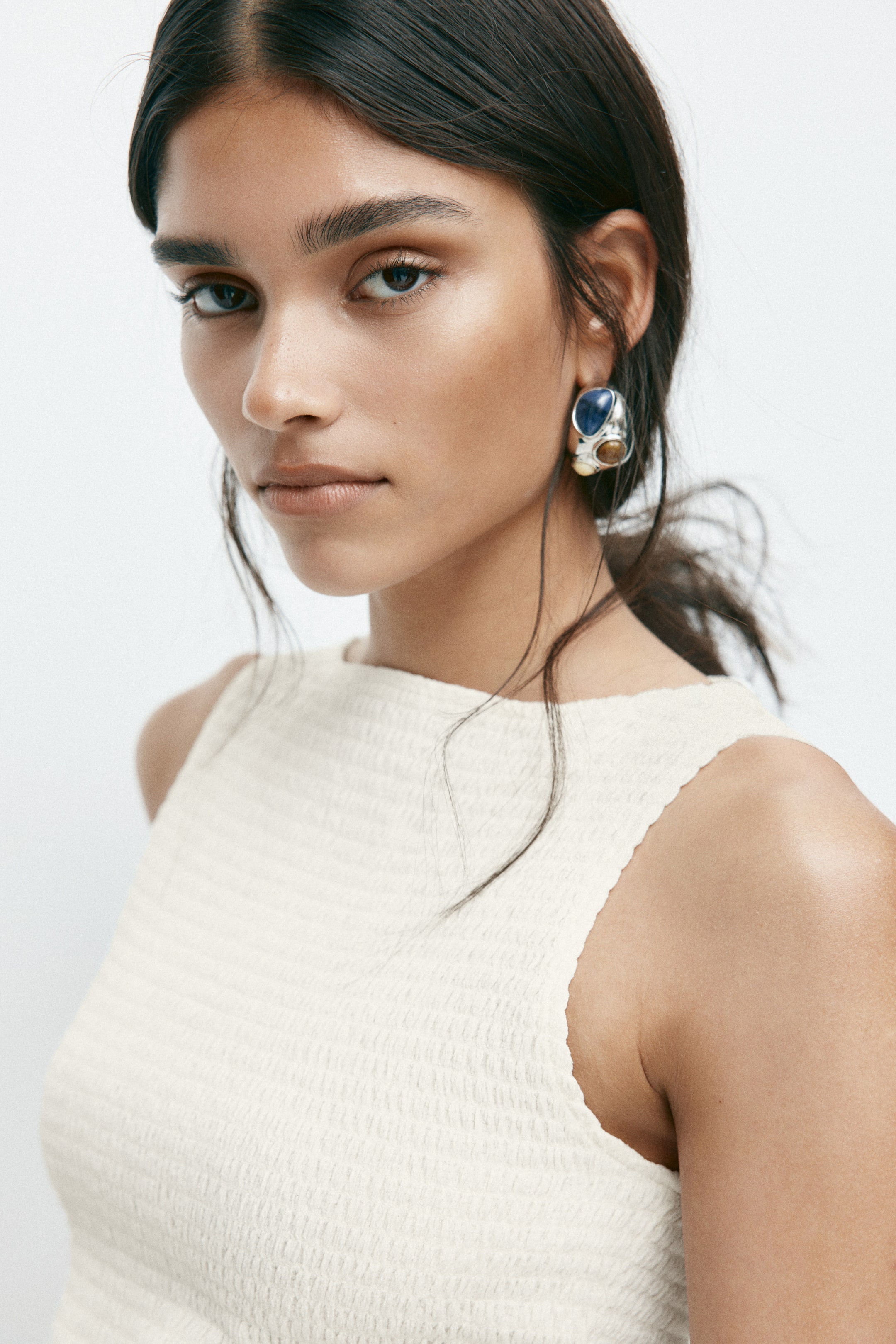 Smocked Boat-Neck Top