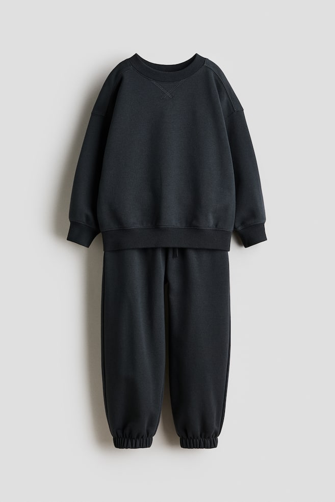 2-Piece Sweatshirt and Joggers Set - Dark gray/Light gray melange/Turquoise/Navy blue/Brown - 1