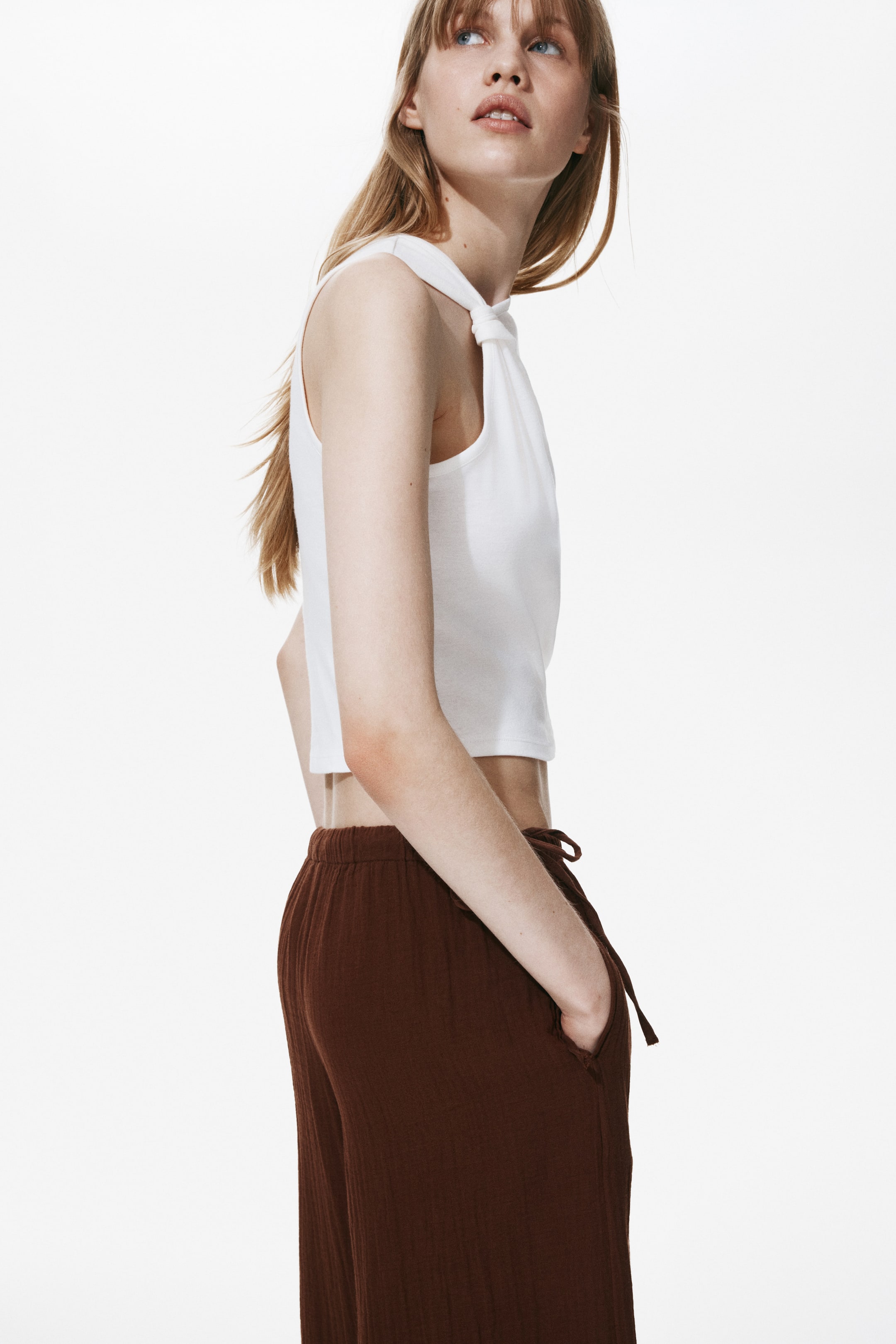 Drawstring-Detail Muslin Pants