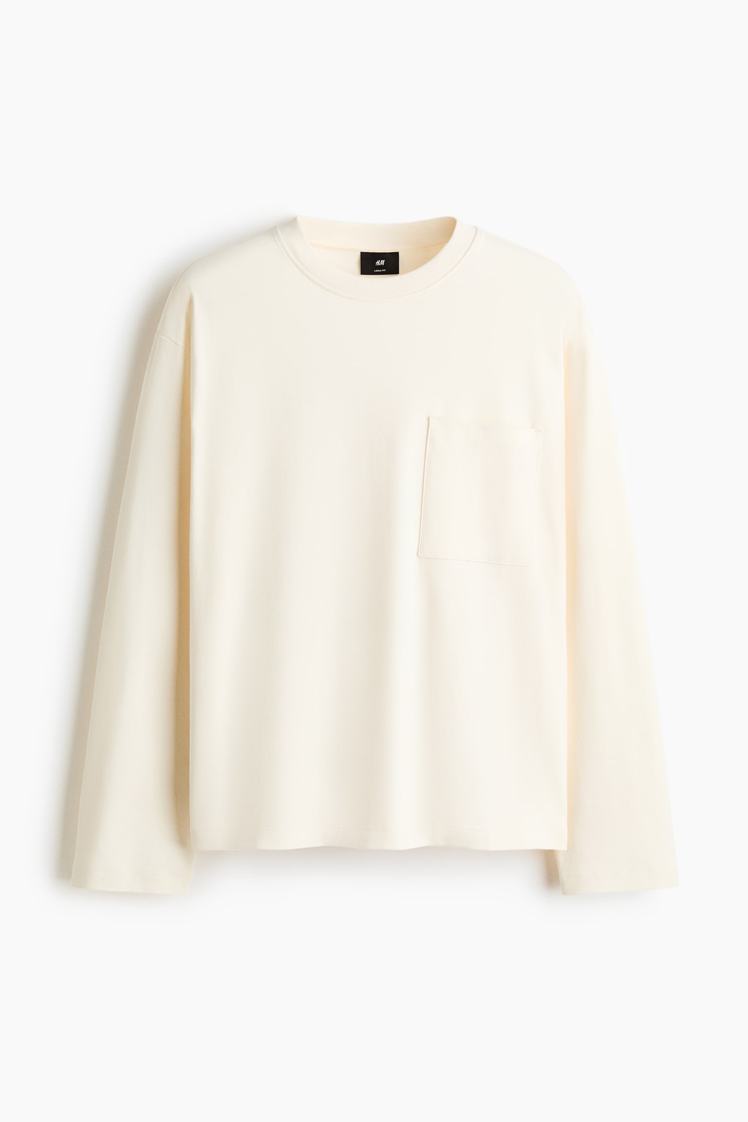 Loose Fit Long-sleeved jersey top - White/Dark brown/White/Beige/Black - 1