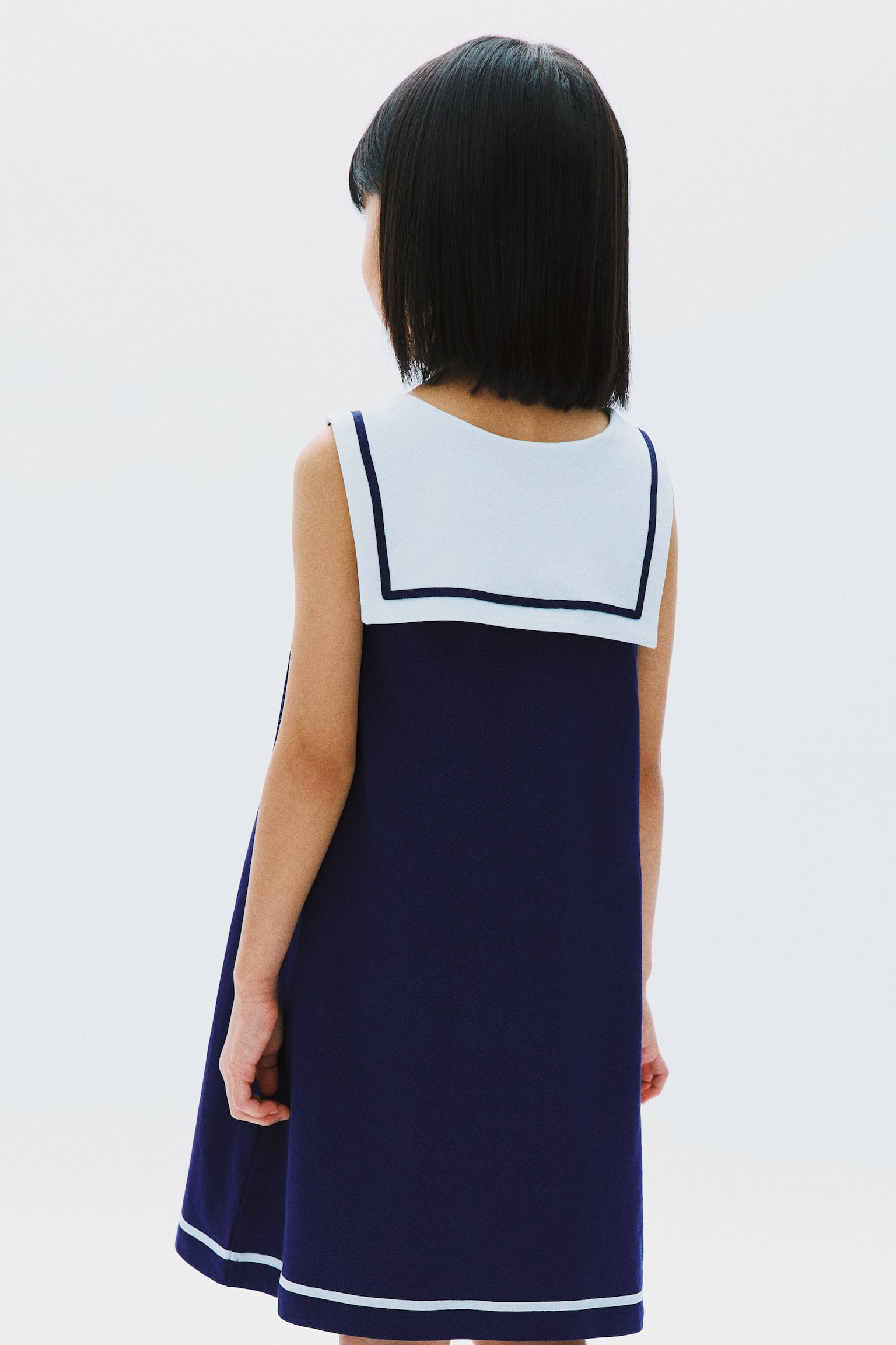 COOLMAX® Dress with Sailor Collar - Navy blue/White - 4