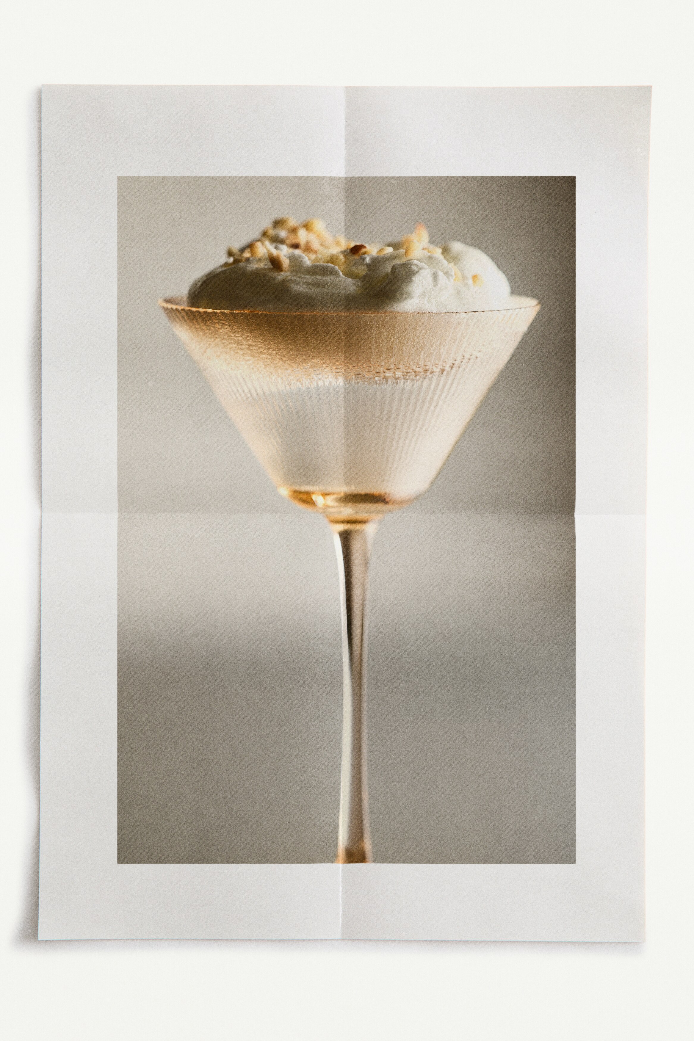 Pack de 4 copos de cocktail com efeito estriado - Bege/Vidro incolor