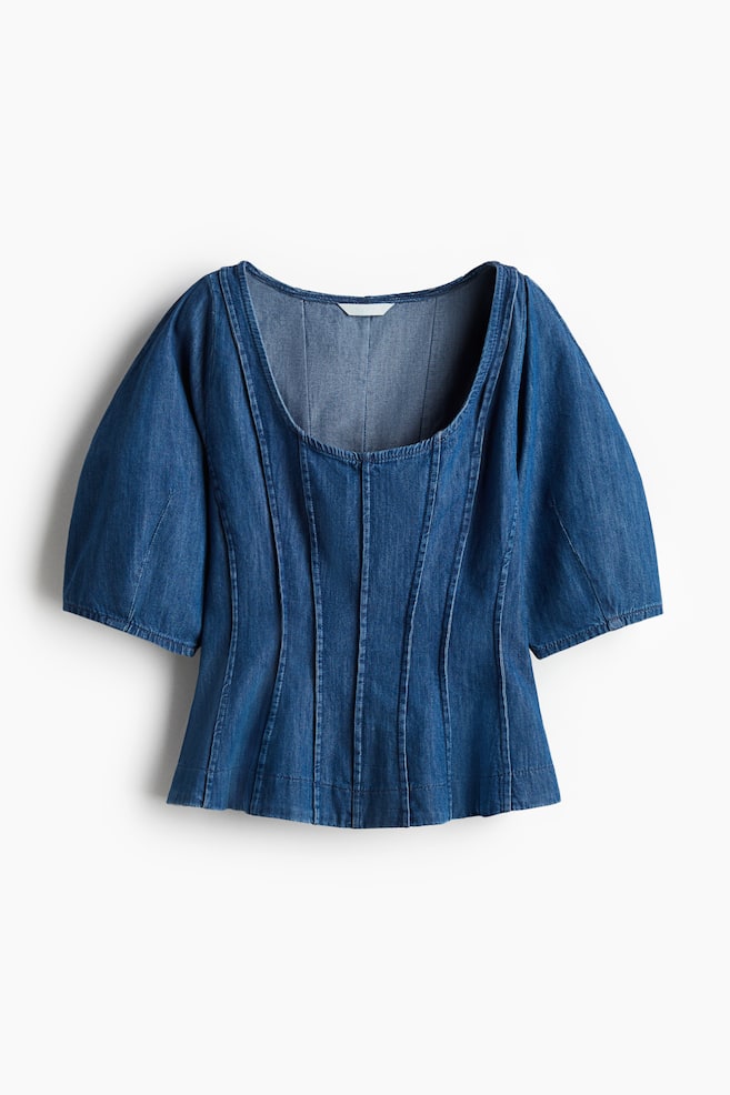 Denim peplum blouse - Denim blue/Dark denim blue - 1