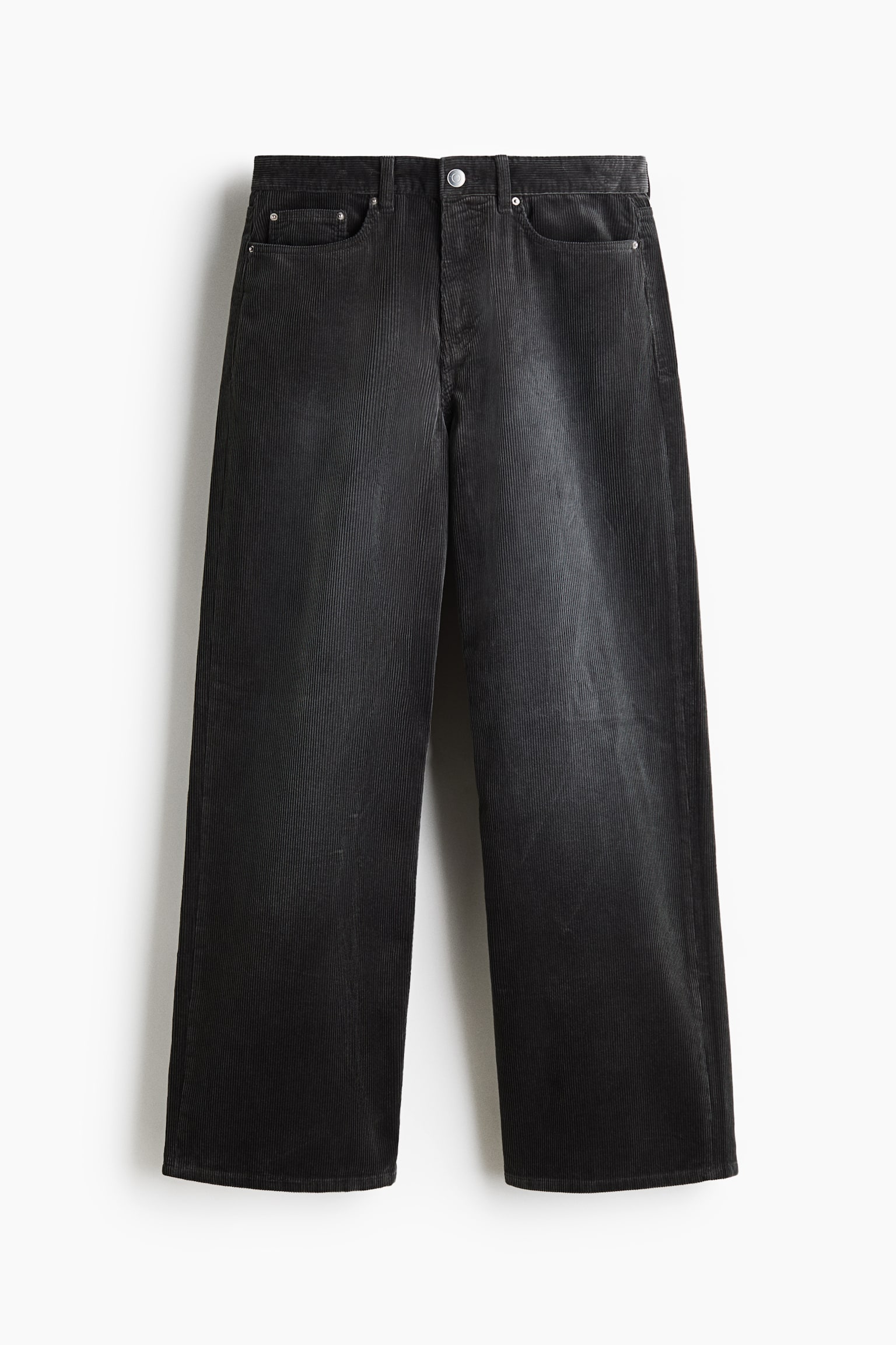 Мужские брюки H&M Loose-Fit Cotton Corduroy, цвет: Тёмный джинсовый серый