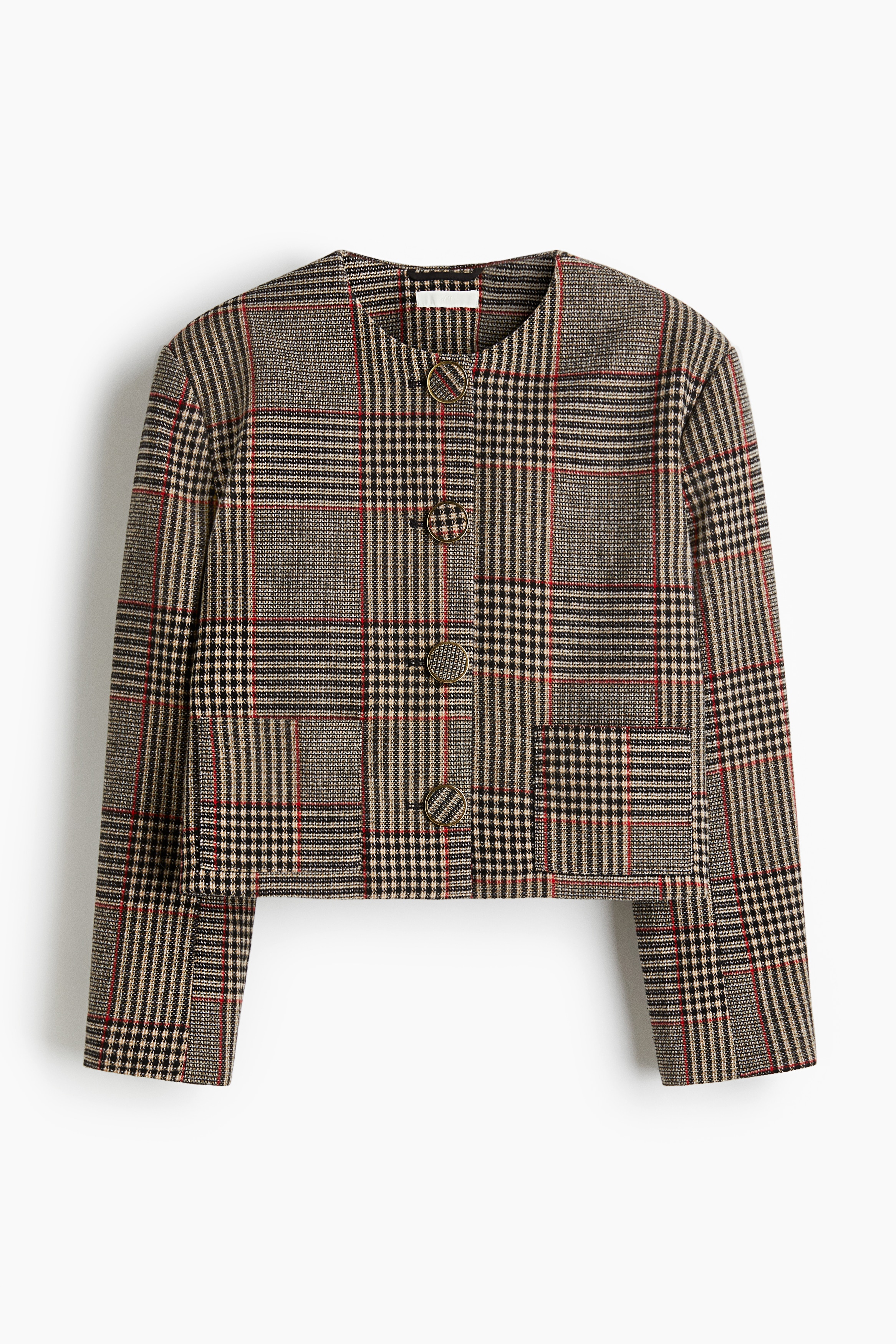 Giacca in twill - Beige/quadri