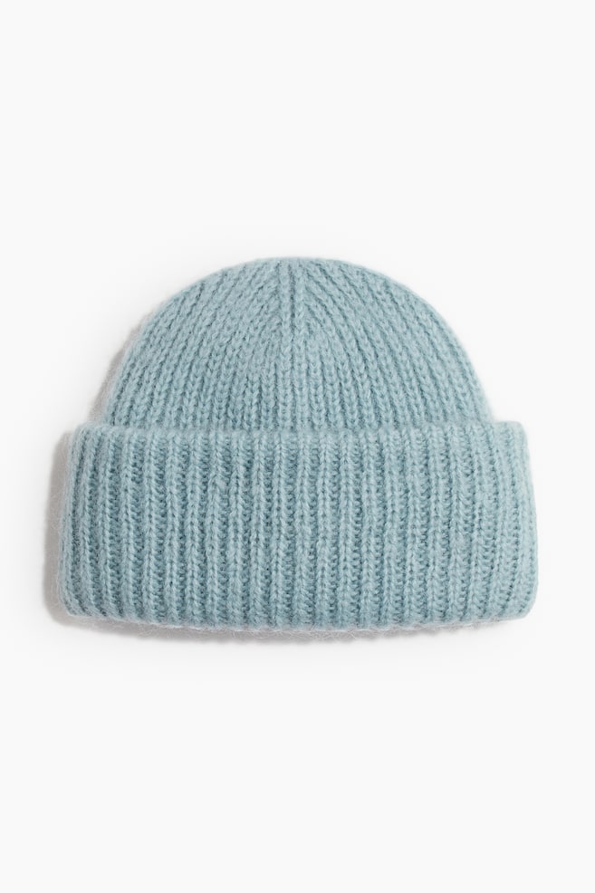 Mohair-blend beanie - Light turquoise/Dark brown - 1