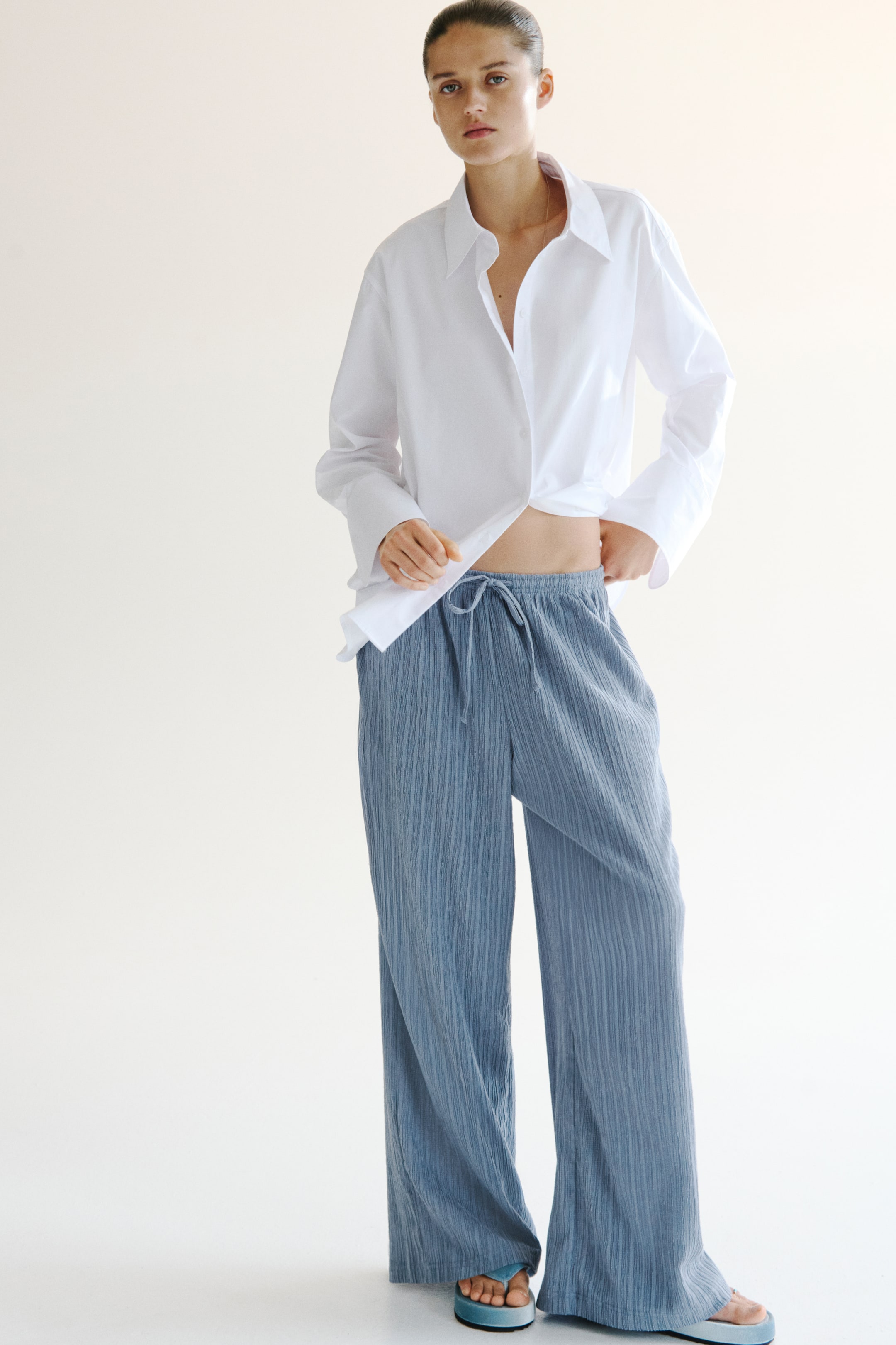 Crinkled Drawstring Pants