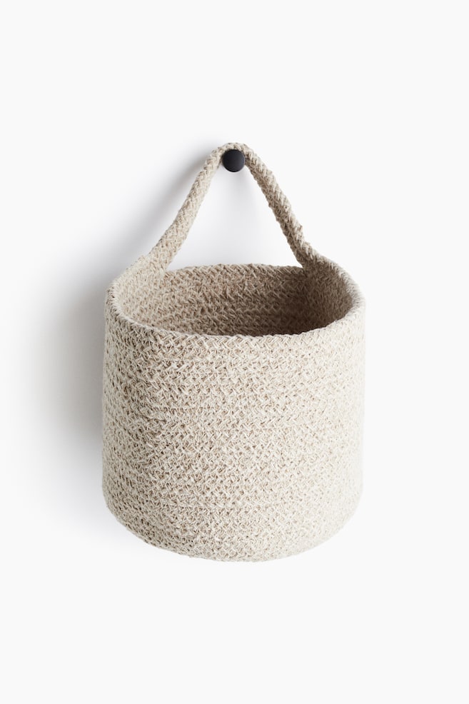 Small Cotton Storage Basket - Light beige - 1