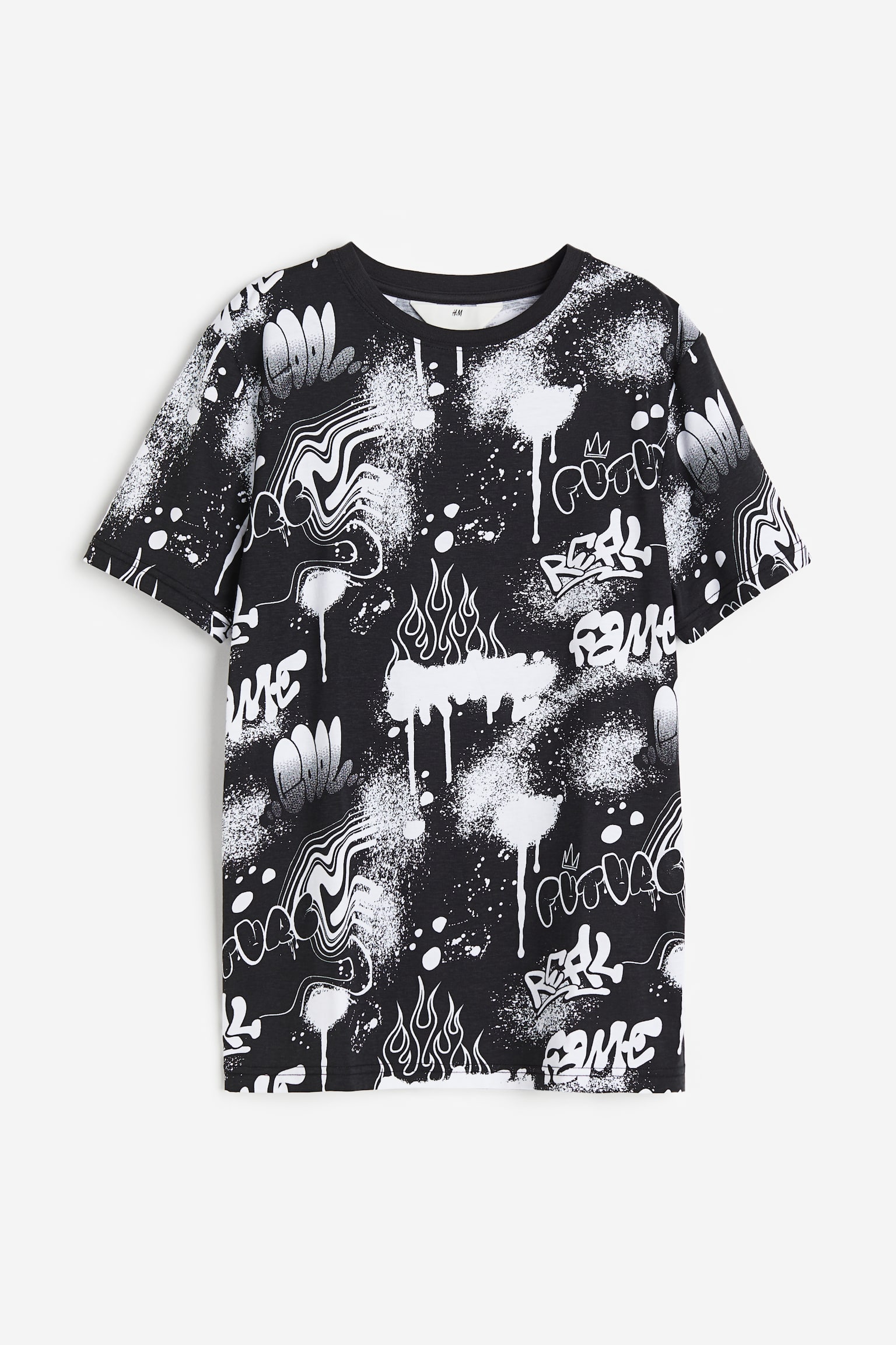 Printed cotton T-shirt - Black/Patterned/White/Mountain Biking/Black/Los Angeles - 1