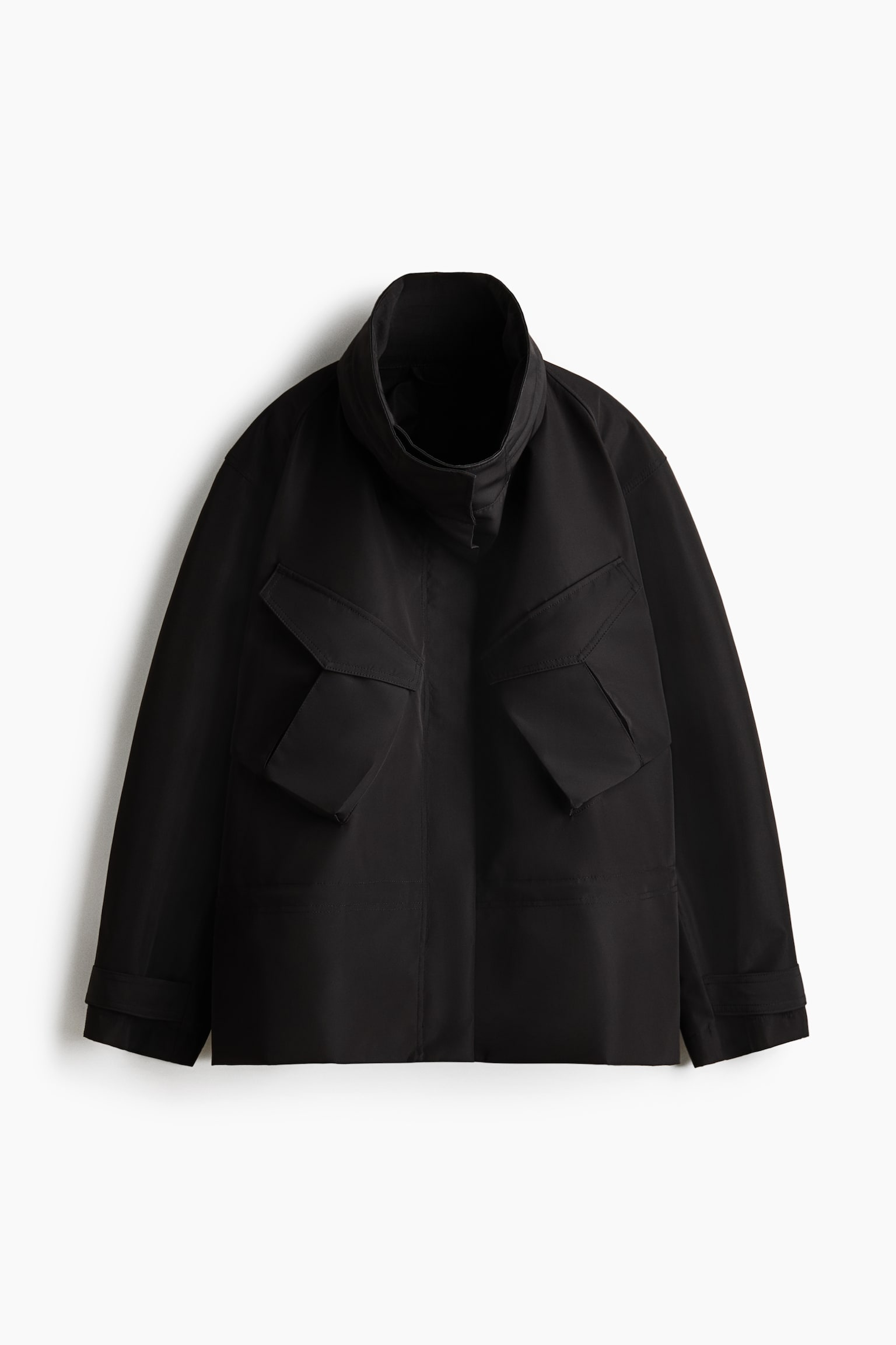 Veste péplum à capuche - Noir