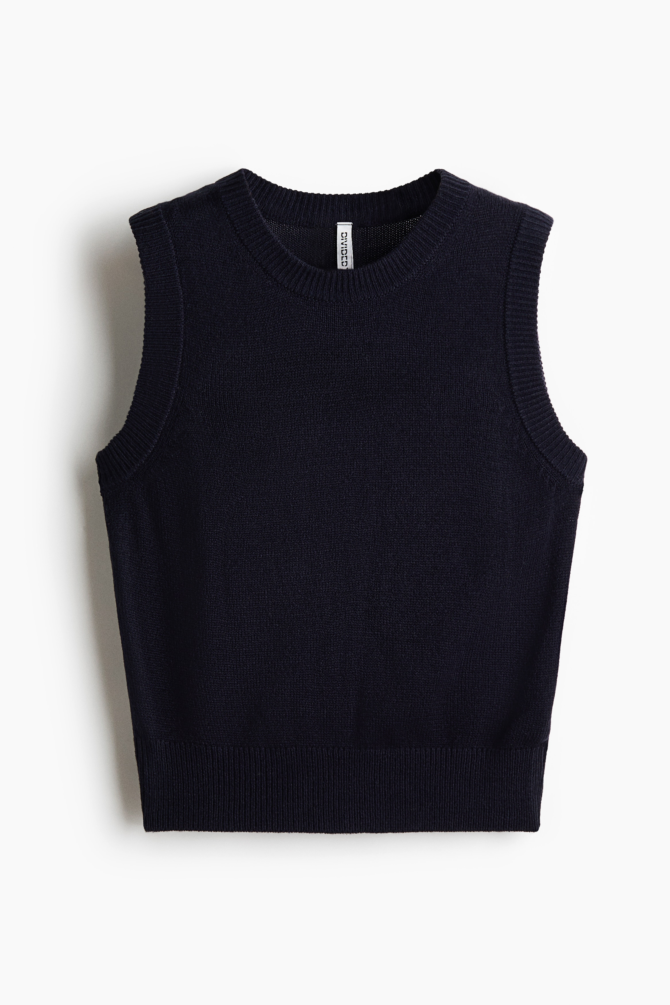 Fine-knit sweater vest - Navy blue/Light blue/Pink