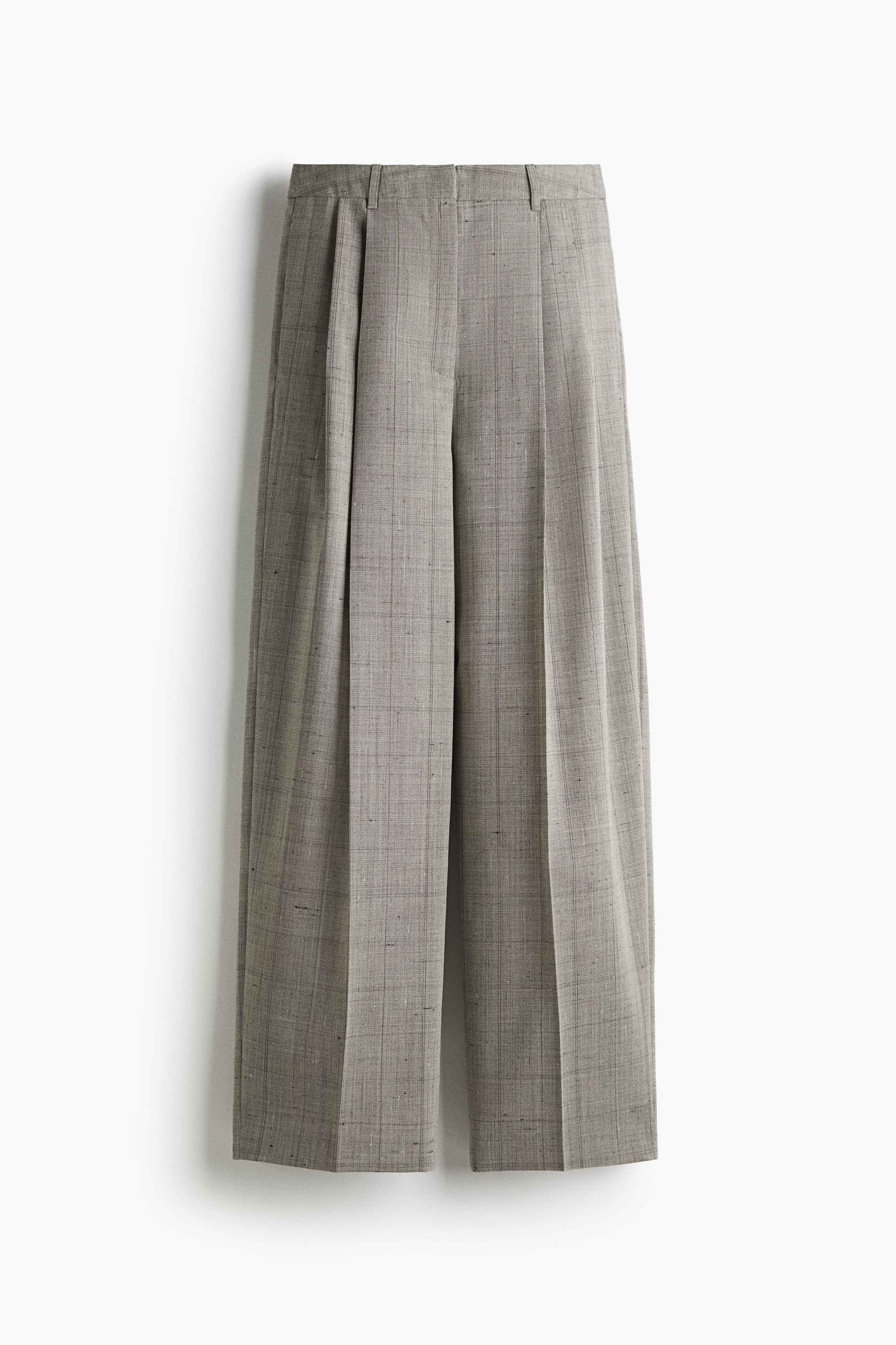 Stylede bukser i uldblanding - Lysegrå/Ternet