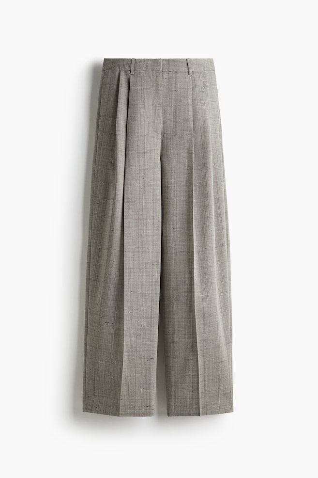 Tailored wool-blend trousers - Light grey/Checked - 1