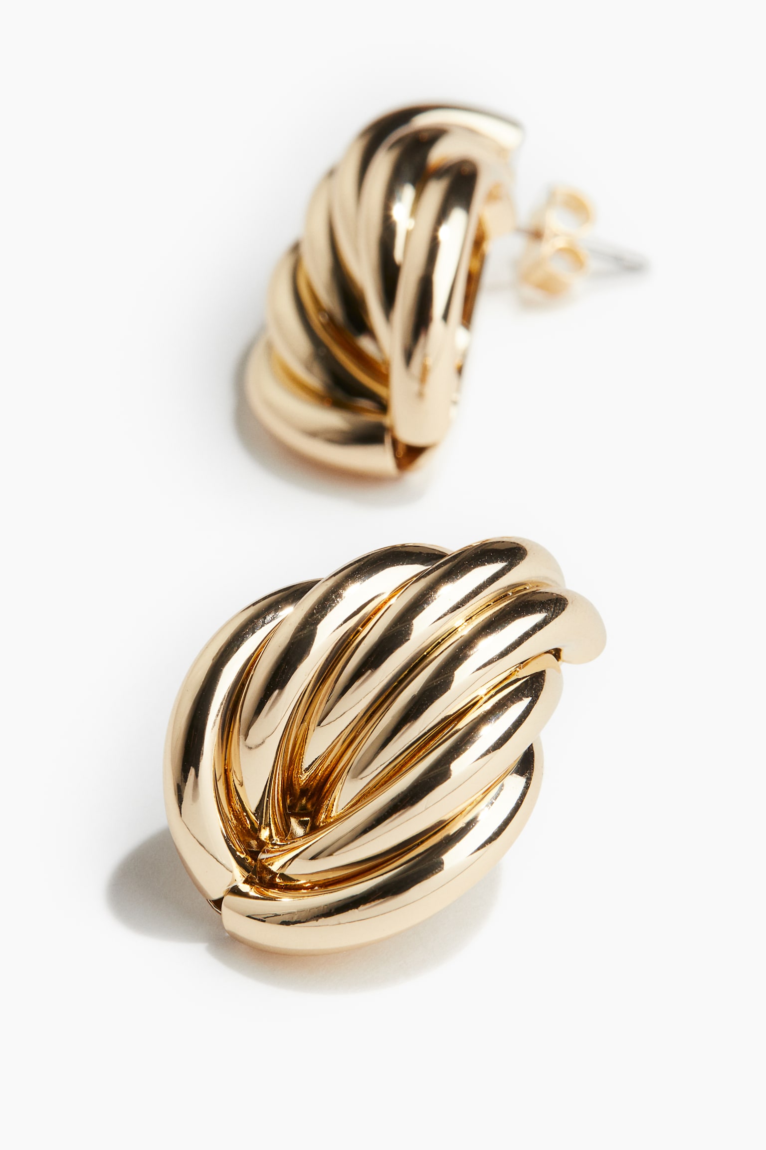 Fluted Earrings - Gold colour - 2