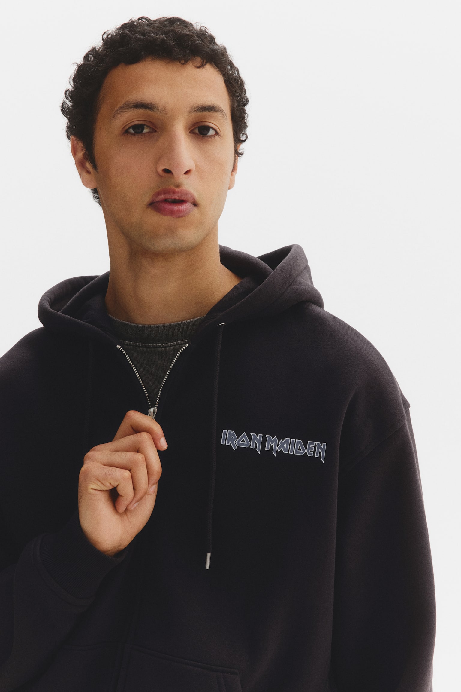 Loose Fit Printed zip-through hoodie - Black/Iron Maiden/Black/Guns N' Roses/Light grey marl/Honda - 6