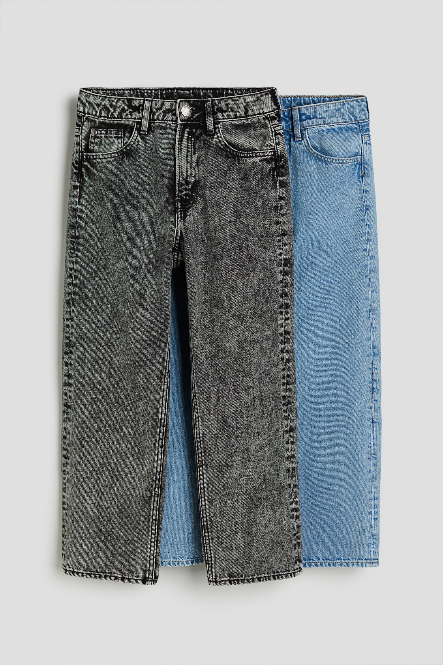 2-pack Loose Fit Jeans - Washed black/Light denim blue - 1