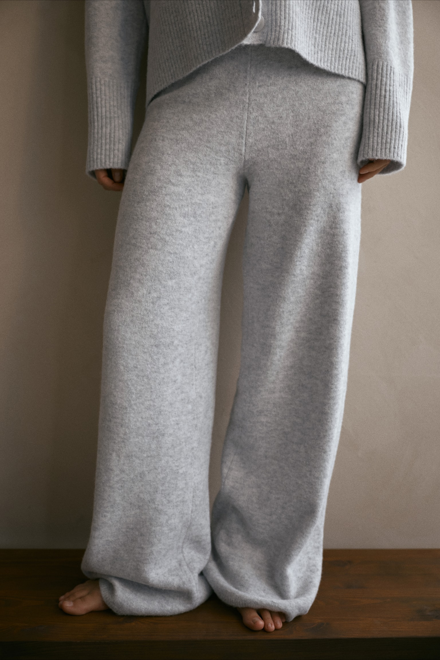 Женские брюки H&M Fine-knit, цвет: Светлый серый меланжевый — фото 3