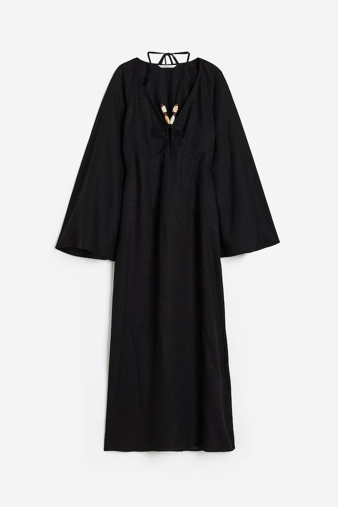 Linen-blend dress - Black - 2