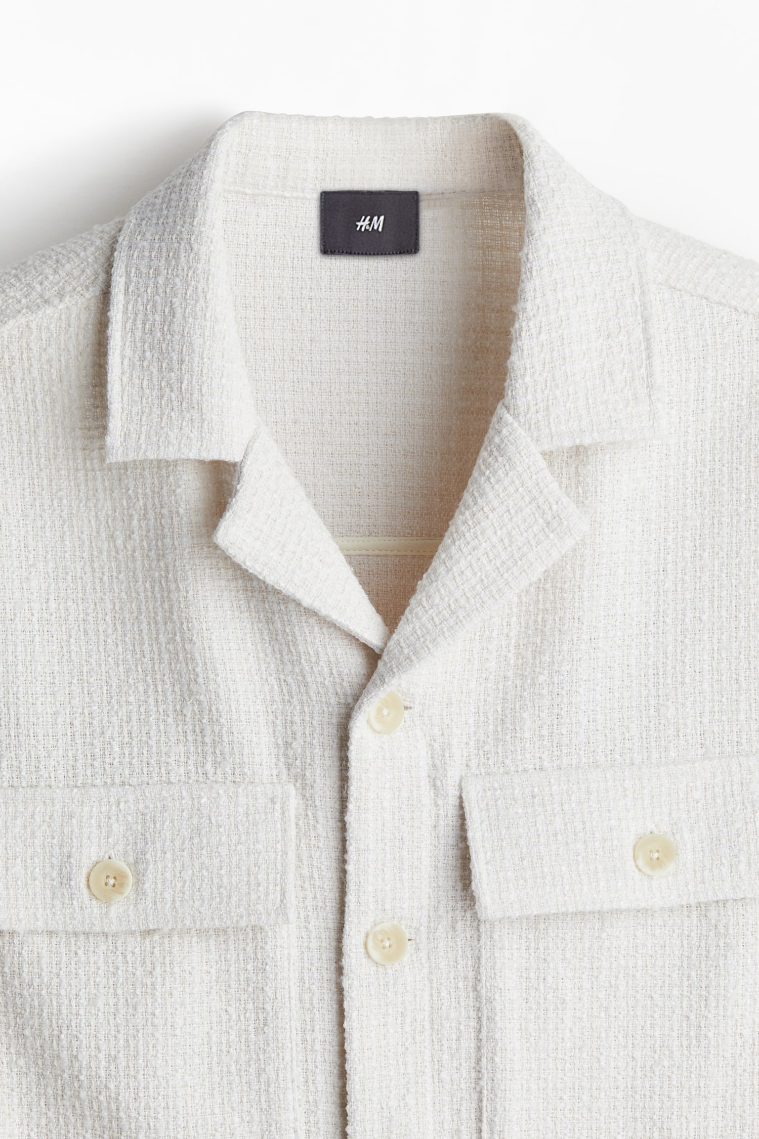 Regular Fit Bouclé resort shirt - White - 7