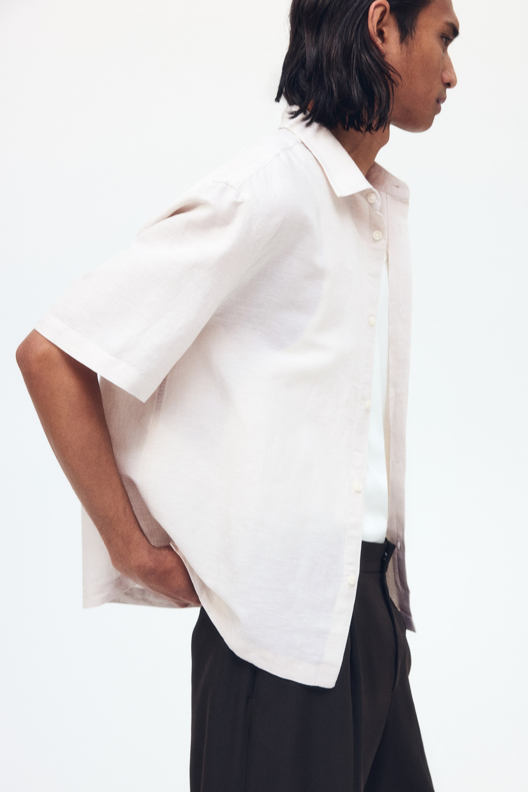 Relaxed-Fit Short-Sleeved Linen-Blend Shirt