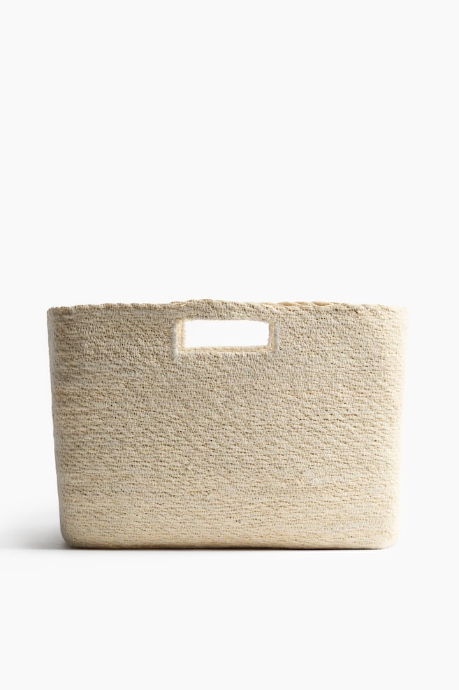 Grand panier de rangement en jonc de mer - Beige/Marron - 1