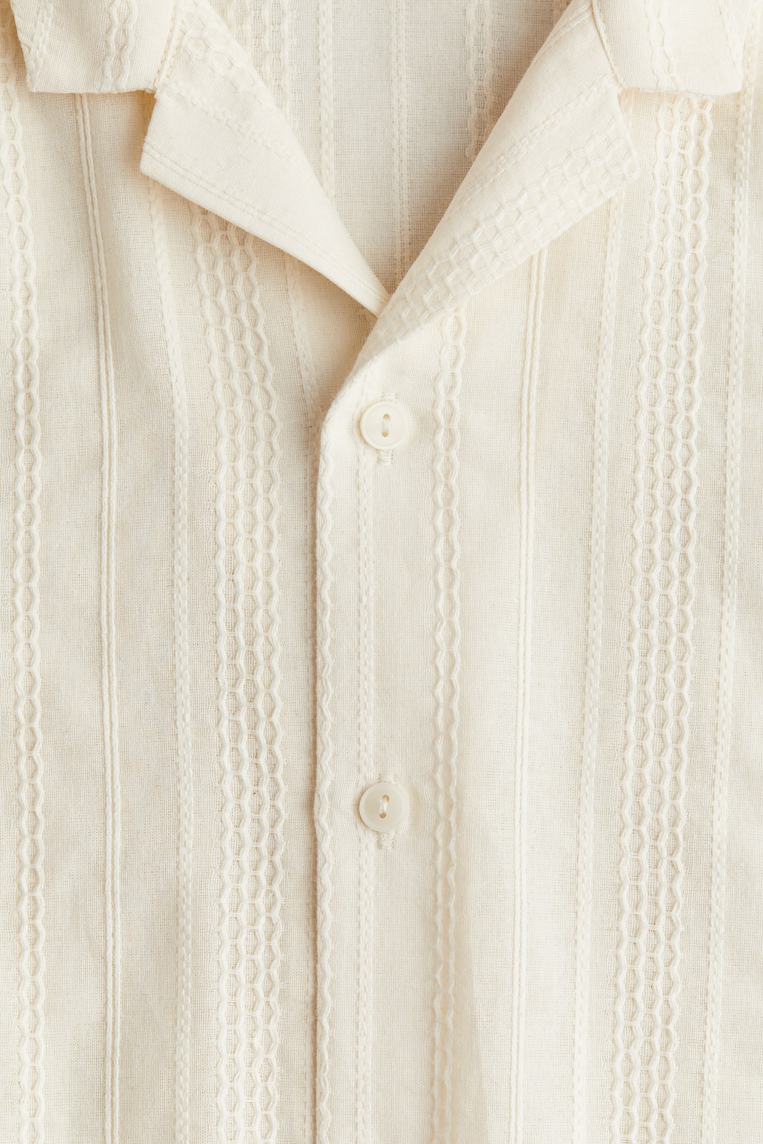 Textured resort shirt - Cream - 4