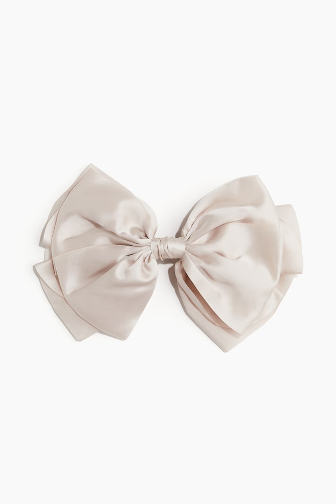Bow-decorated hair clip - Powder pink - 1