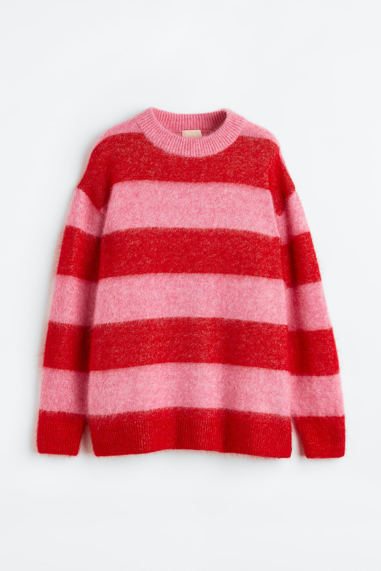 Oversized trøje i uldblanding - Rød/Stribet - DAME | H&M DK