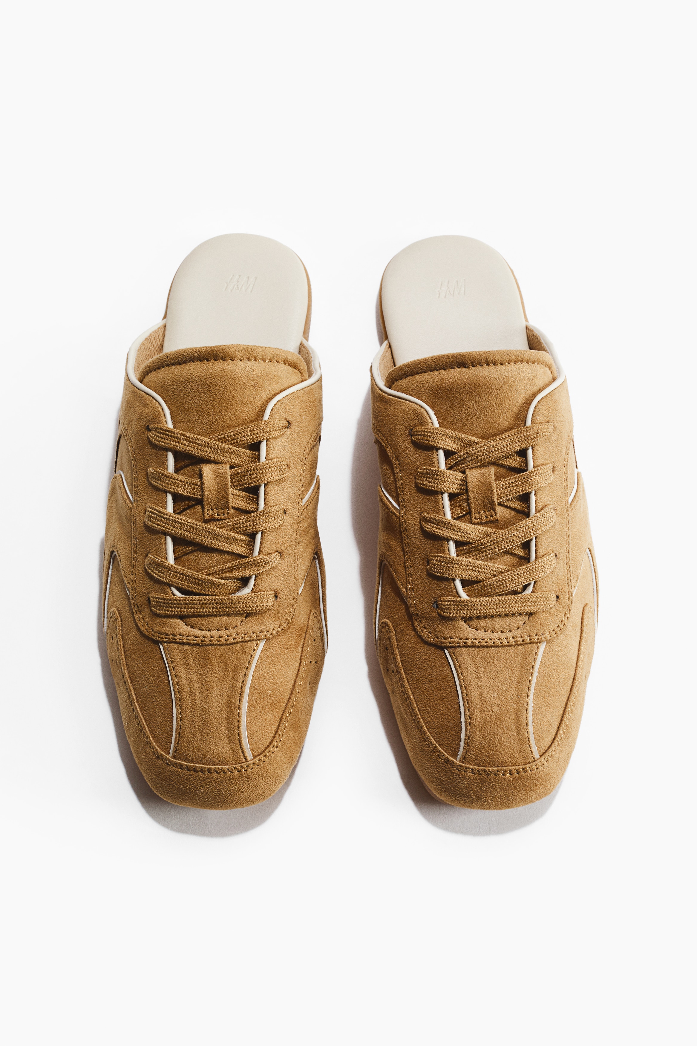 Mules de piel estilo deportivas - Beige oscuro/Beige claro/Blanco