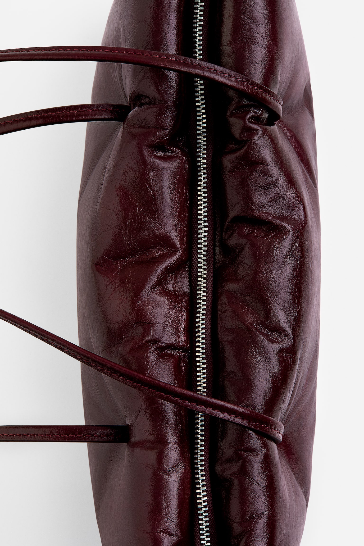 Padded leather shoulder bag - Burgundy - 1