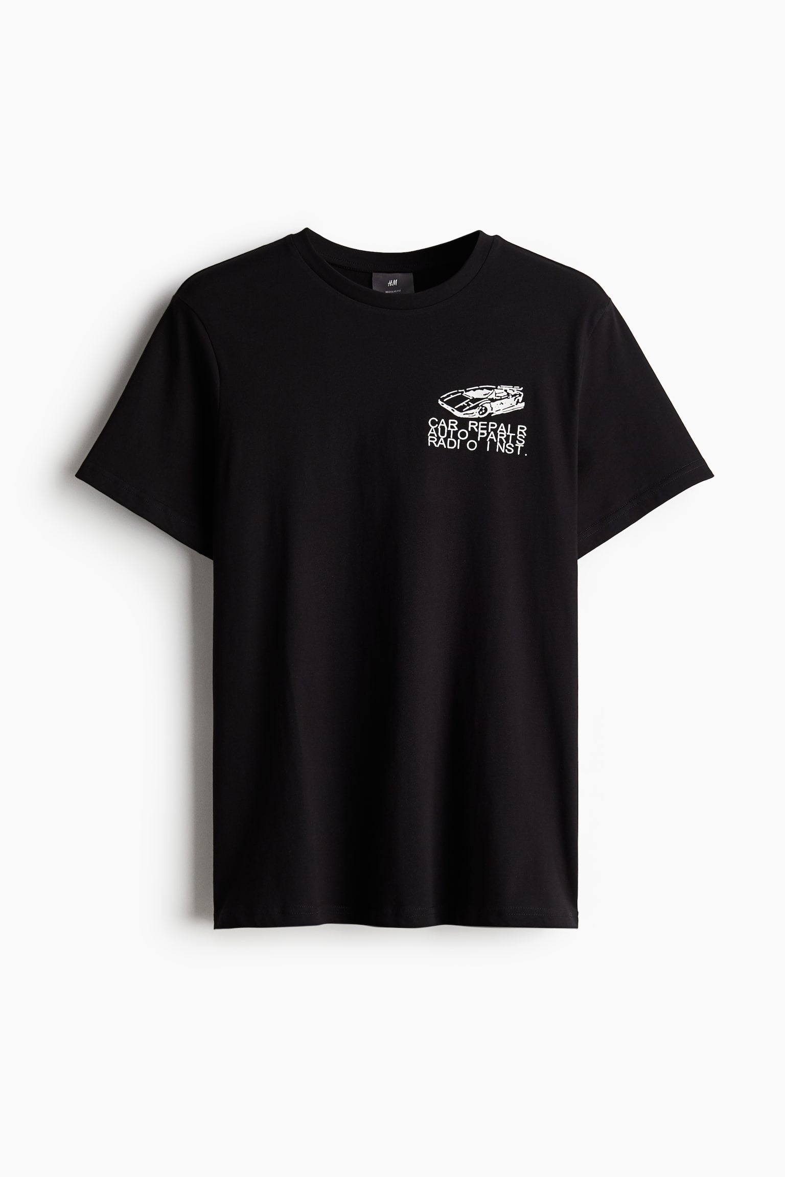 Regular Fit Printed T-shirt - Black/Car - 2