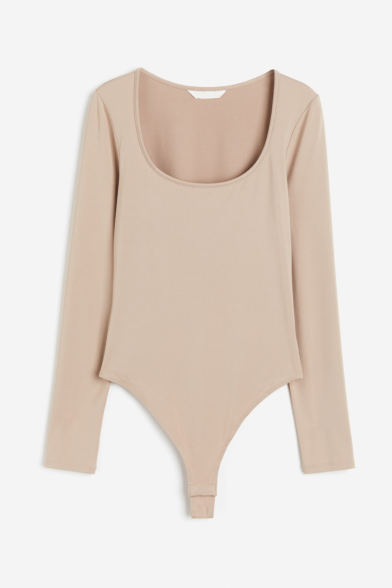 Tangabody aus Jersey - Tiefer Ausschnitt - Langarm - Beige 