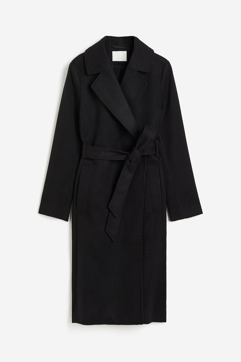 Manteau avec ceinture à nouer Noir FEMME H&M FR