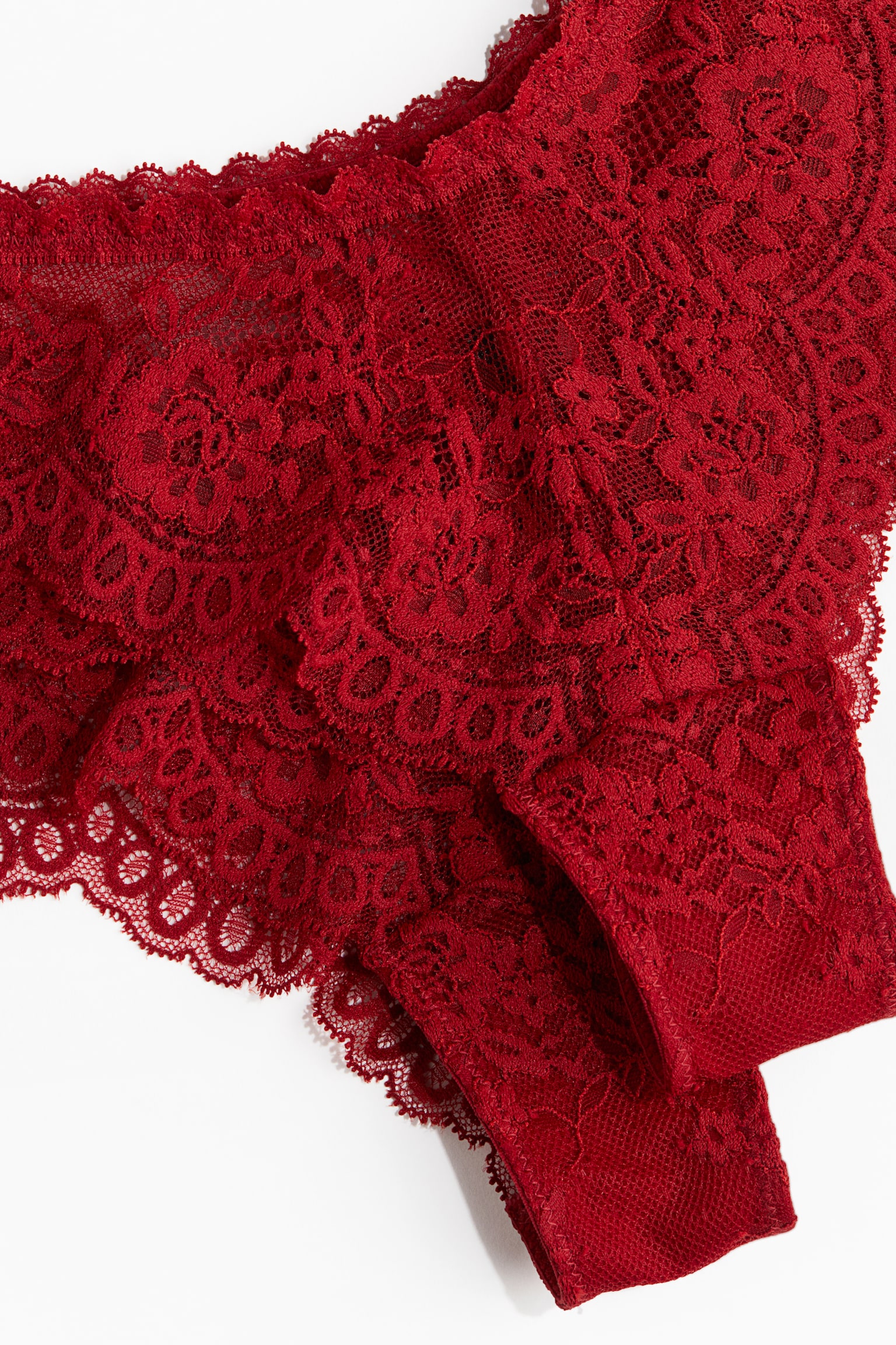 2-pack lace Brazilian briefs - Dark red/Black/Pale beige - 4