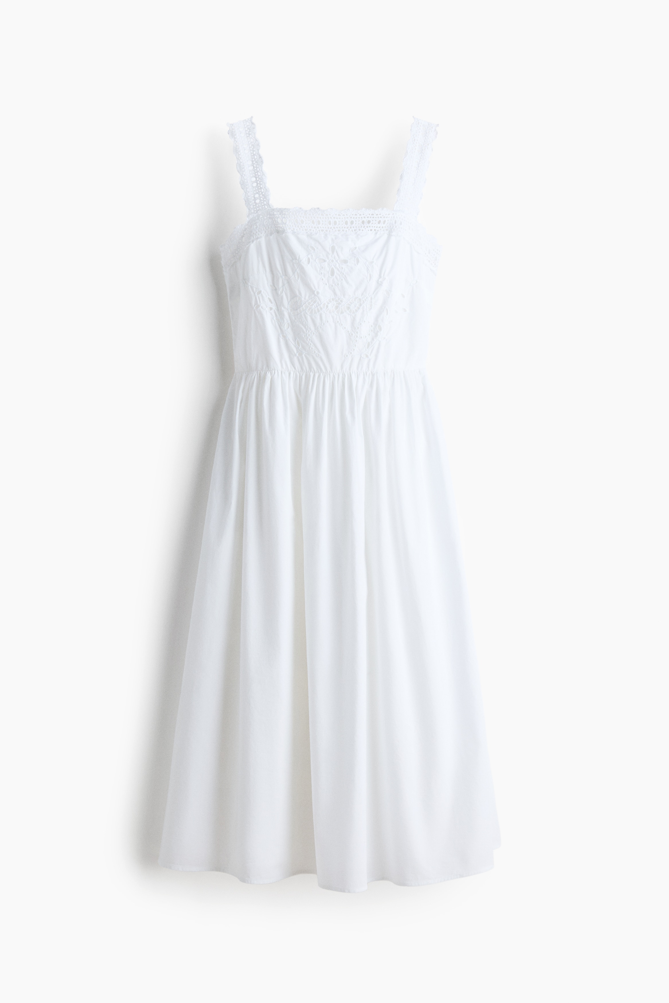Baumwollkleid mit Broderie Anglaise - Elfenbein