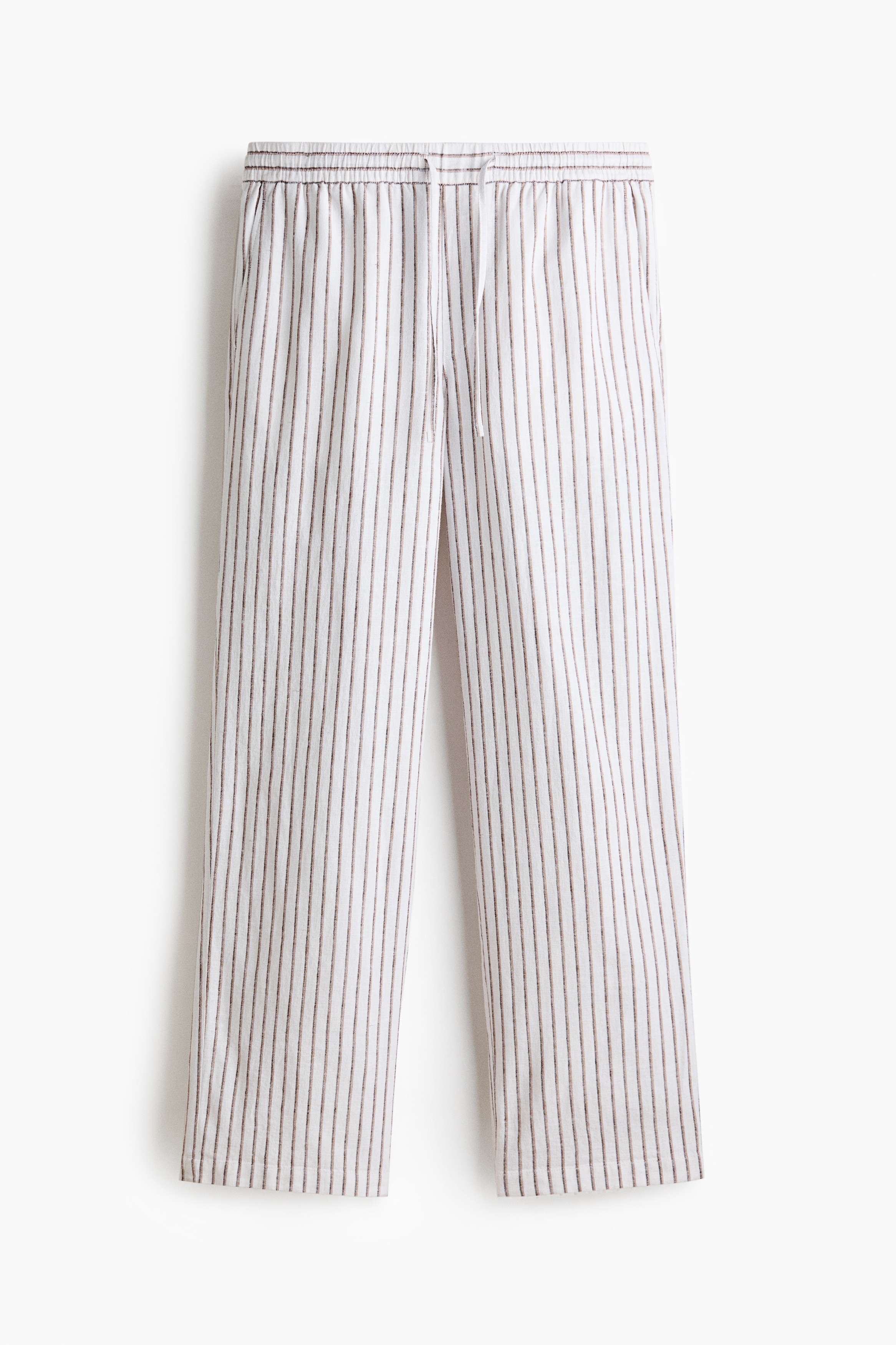 Quần dài linen pha Relaxed Fit - Màu trắng/Kẻ/Màu nâu nhạt/Màu trắng/Màu đen