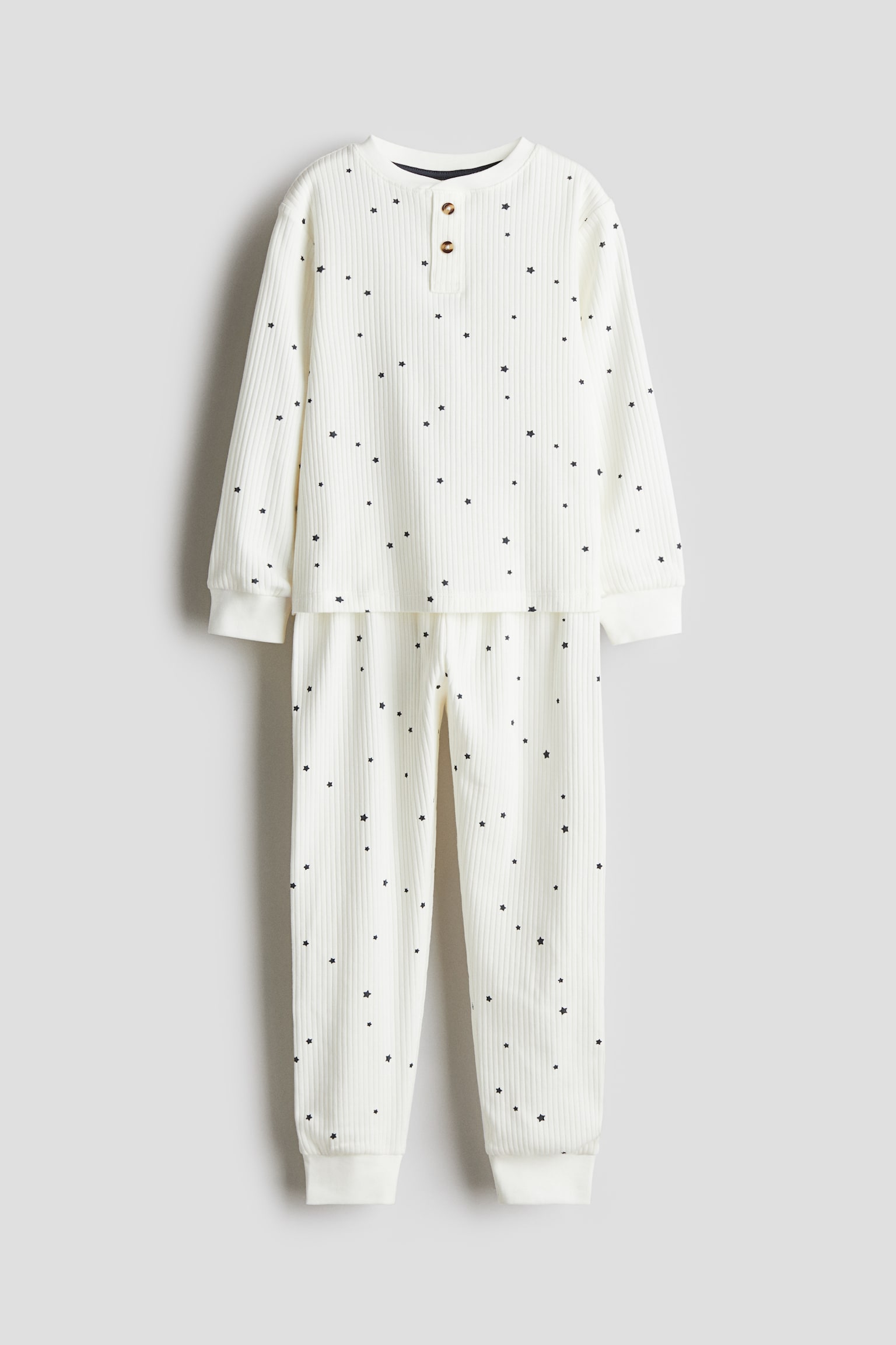 Patterned cotton pyjamas - White/Stars/Light blue/Stars - 1