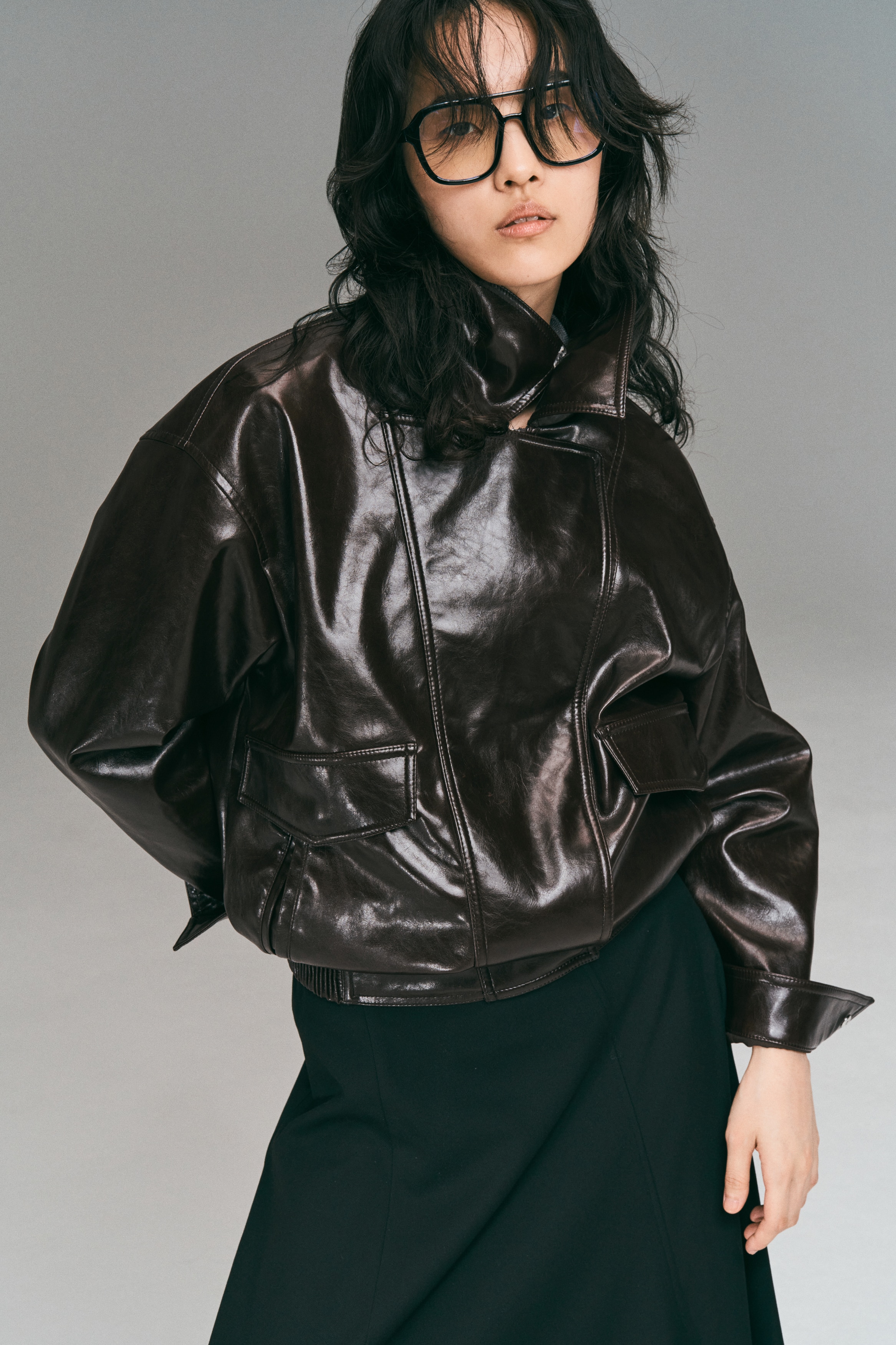 Na+H hmライダース オーバーサイズバイカージャケット - ブラック - レディース