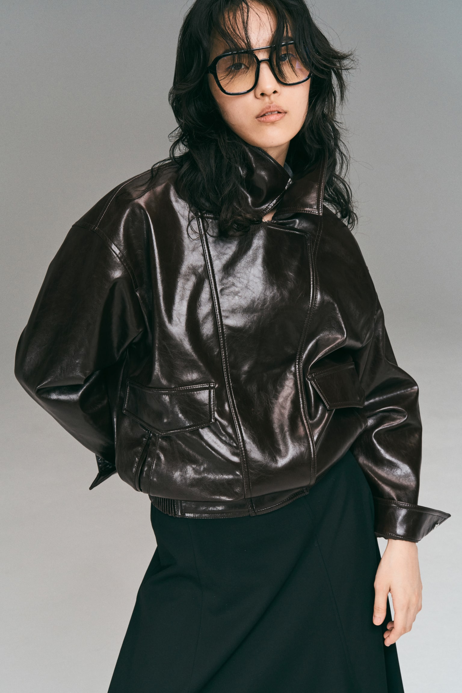 コーティングバイカージャケット - ダークブラウン - 3