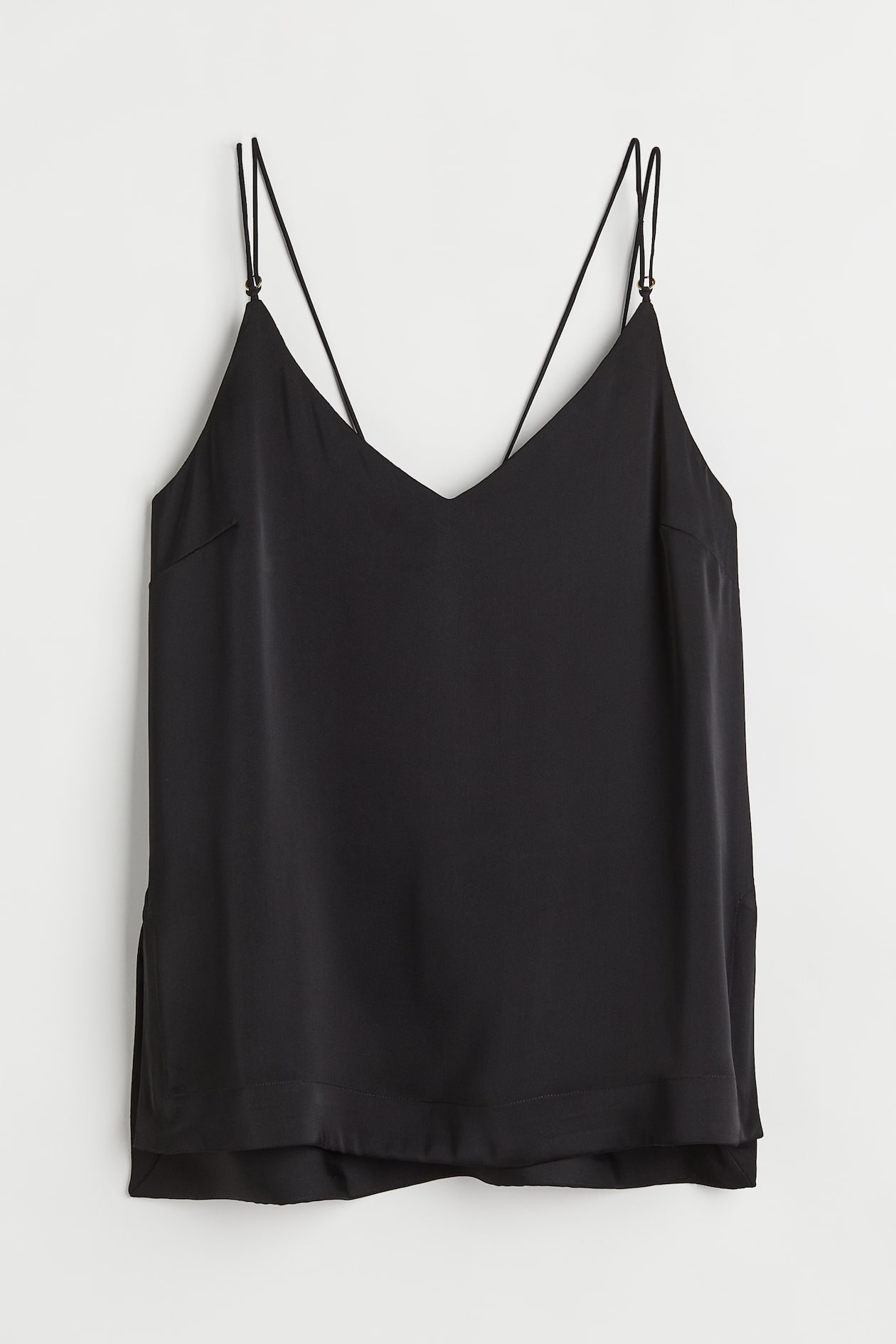 Satin Top - V-neck - Sleeveless - Black - Ladies | H&M US