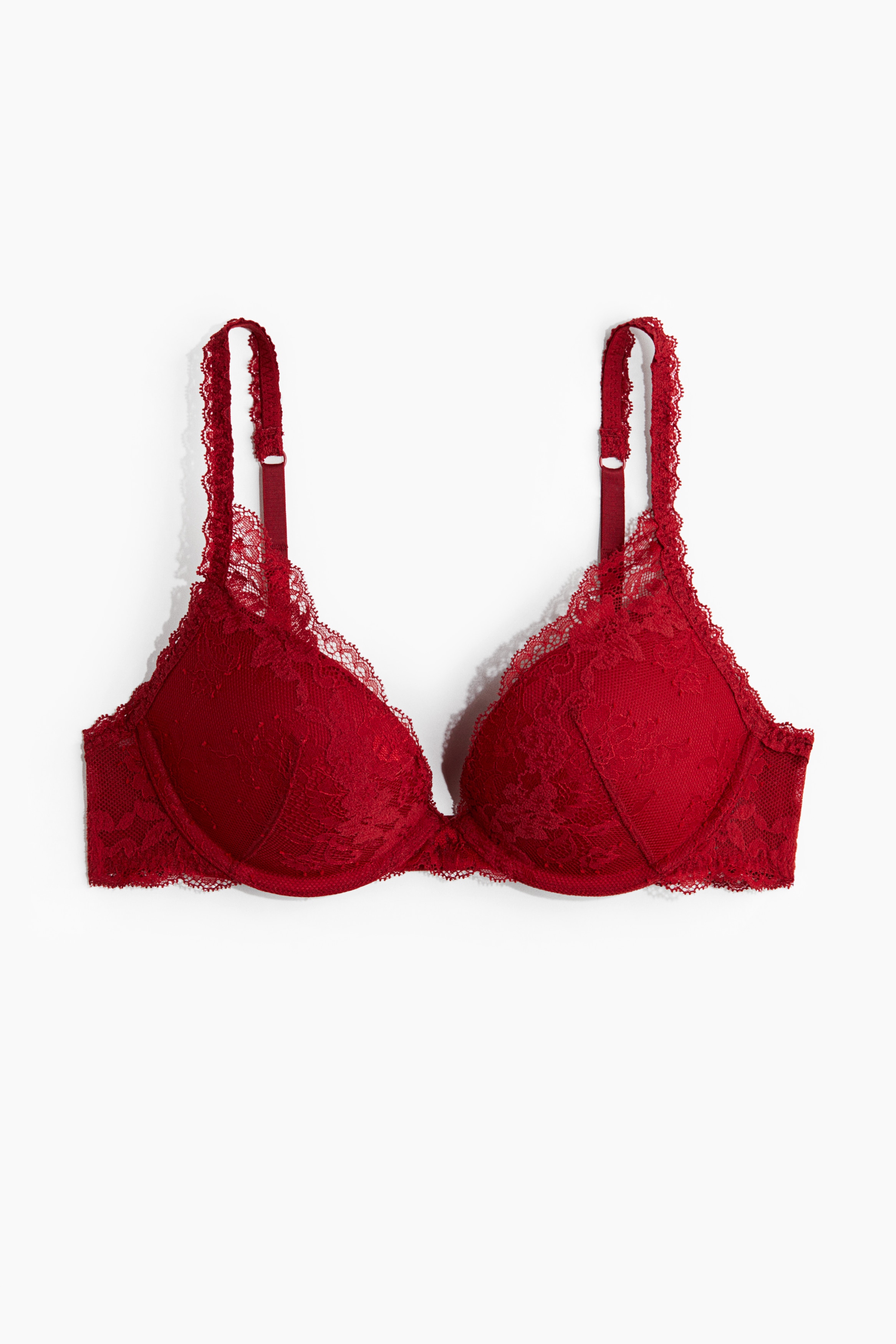 Lace Super Push Up Bra - Dark red/Black